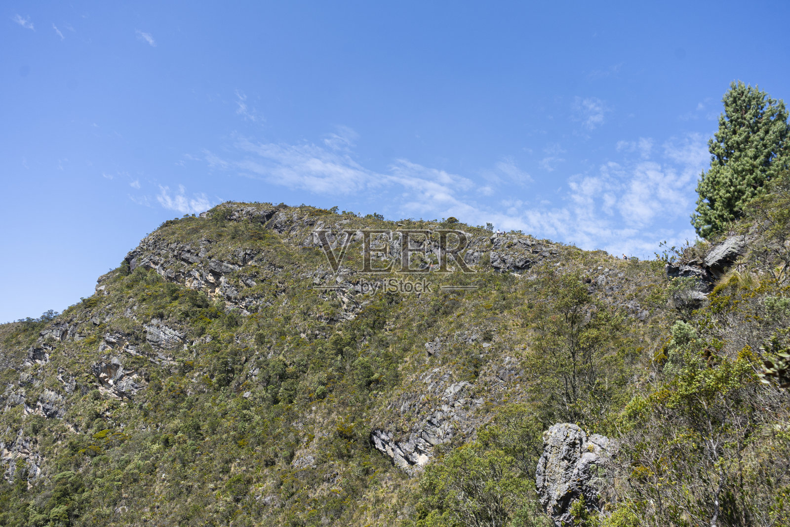 一群朋友在山上散步。照片摄影图片