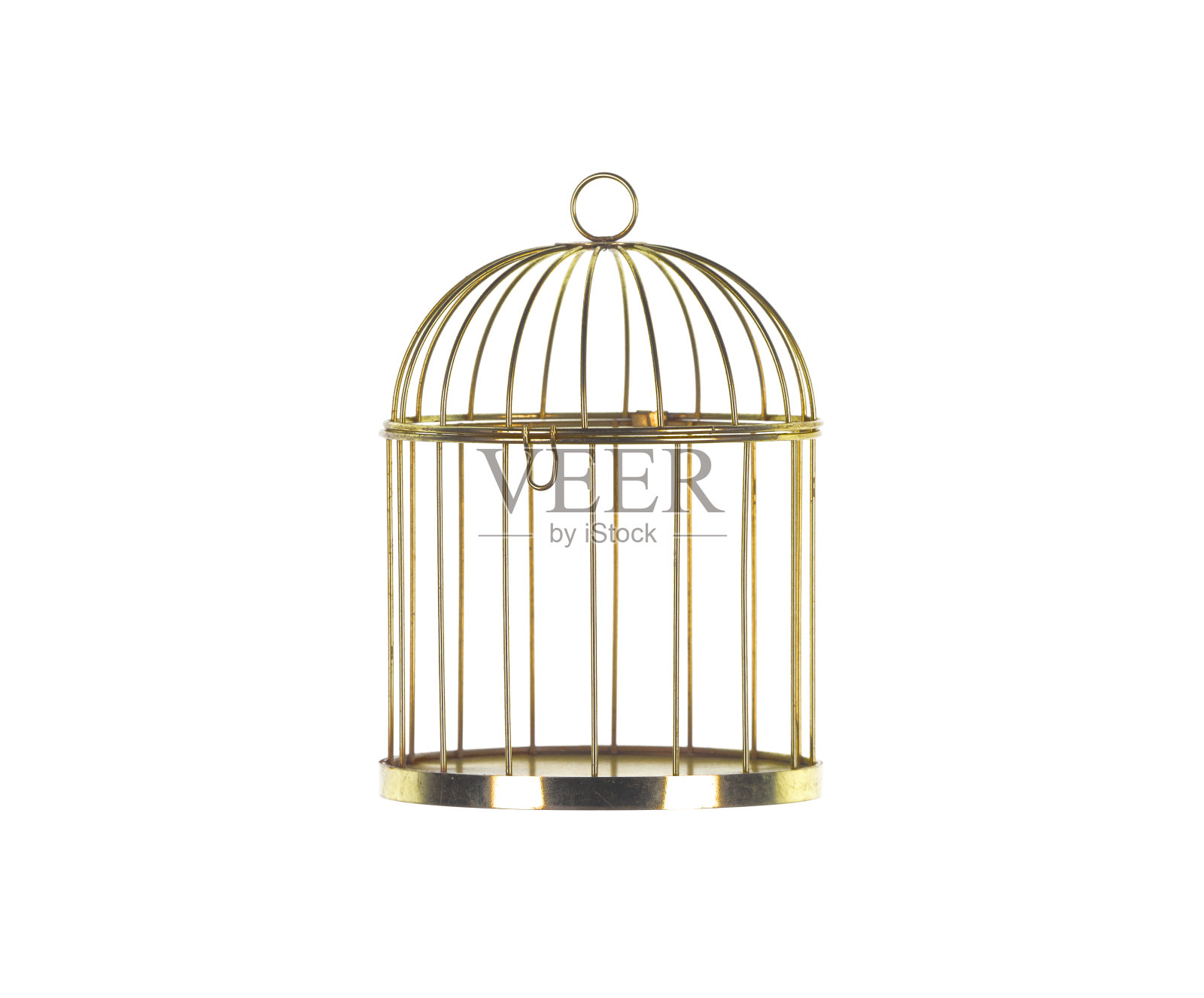 金色的笼子被隔离在白色的背景上照片摄影图片