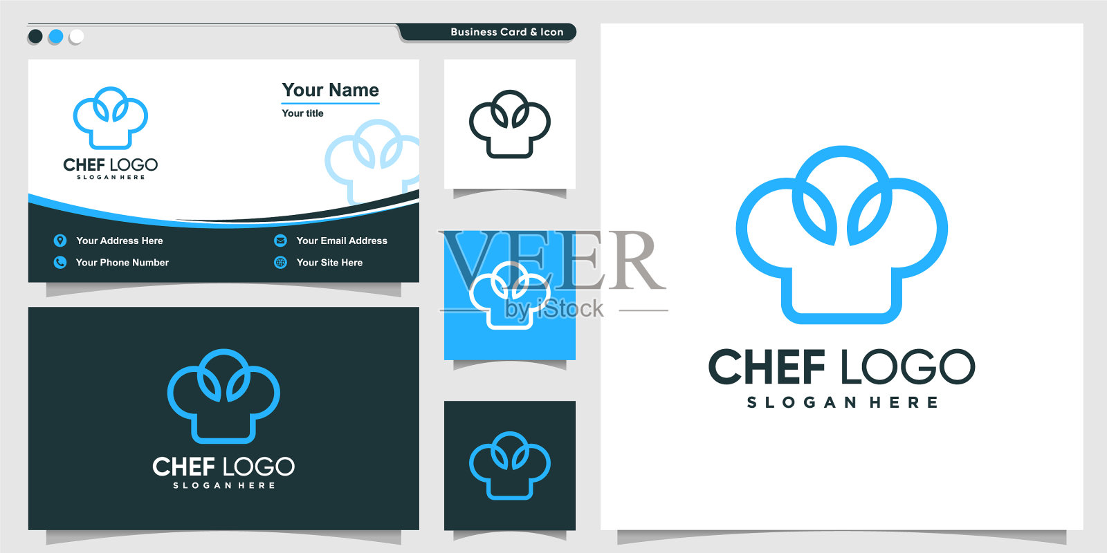 厨师标志与现代大胆的线条艺术风格和插画图片素材
