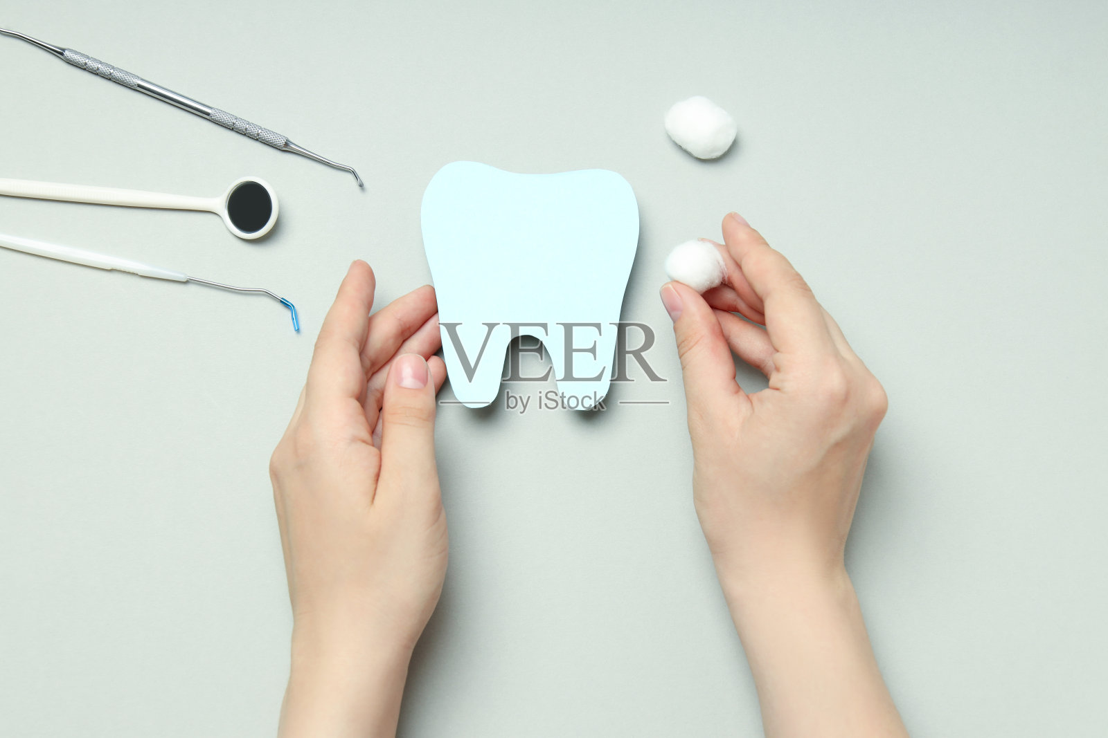 口腔护理理念,牙齿护理,俯视图照片摄影图片