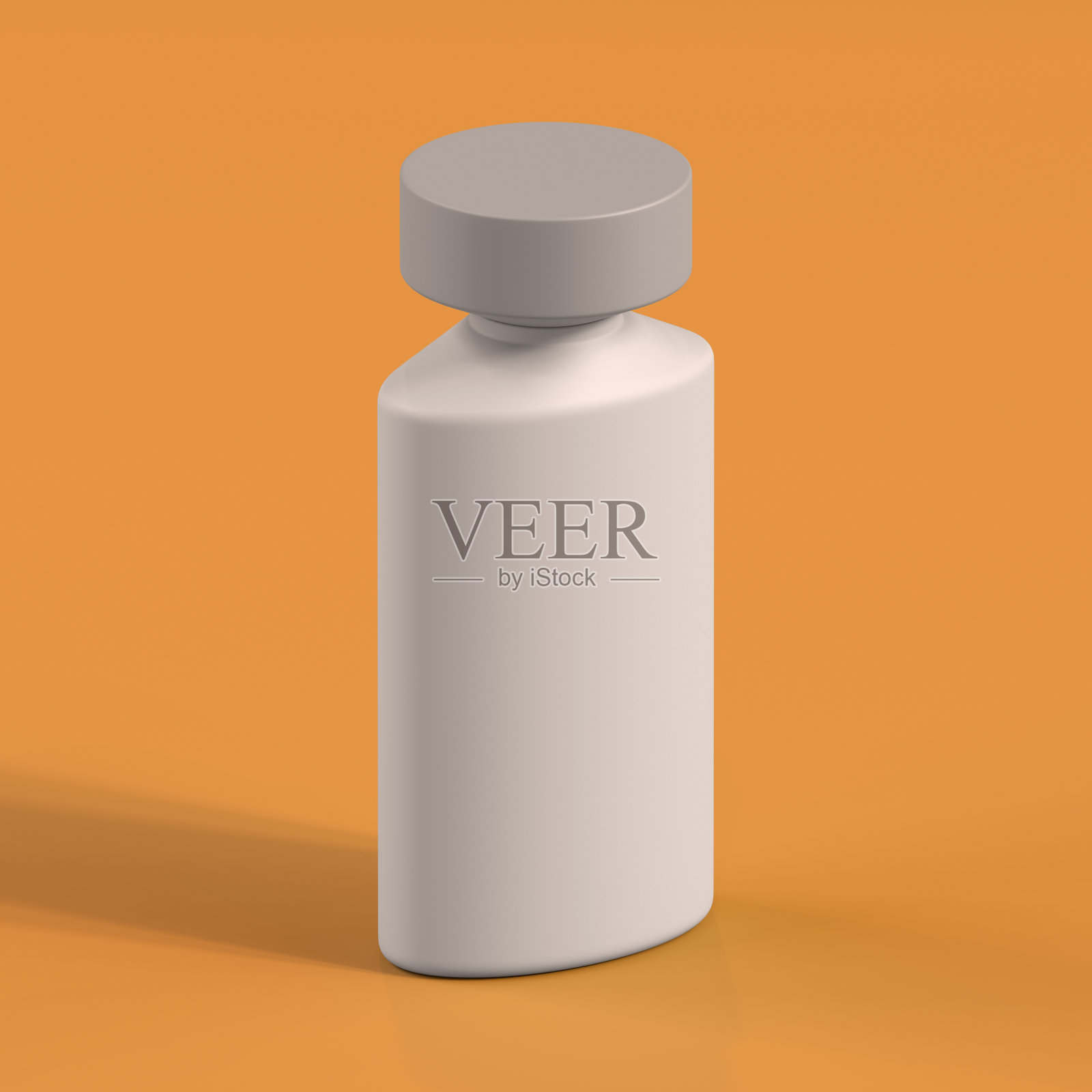 单色瓶在橙色背景,3d渲染照片摄影图片