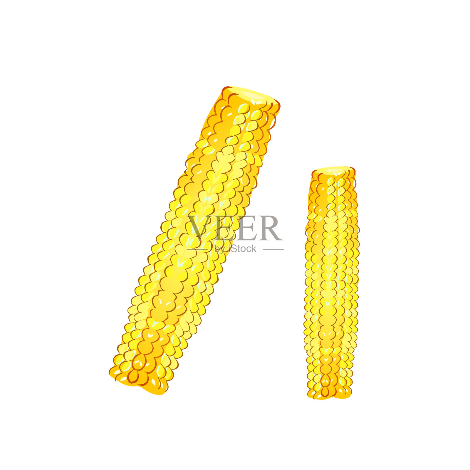 白色背景上的煮玉米插画图片素材