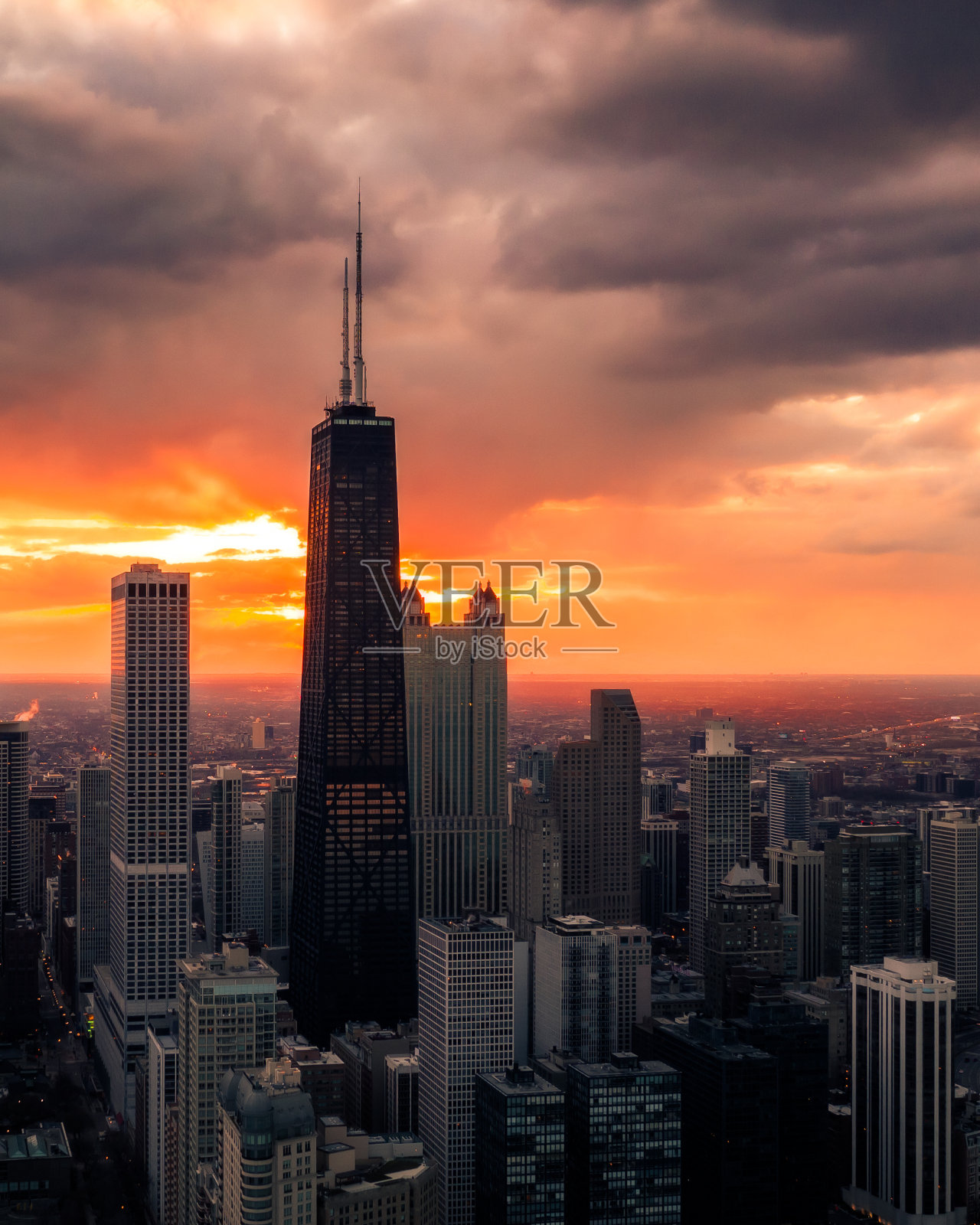 芝加哥的日落照片摄影图片