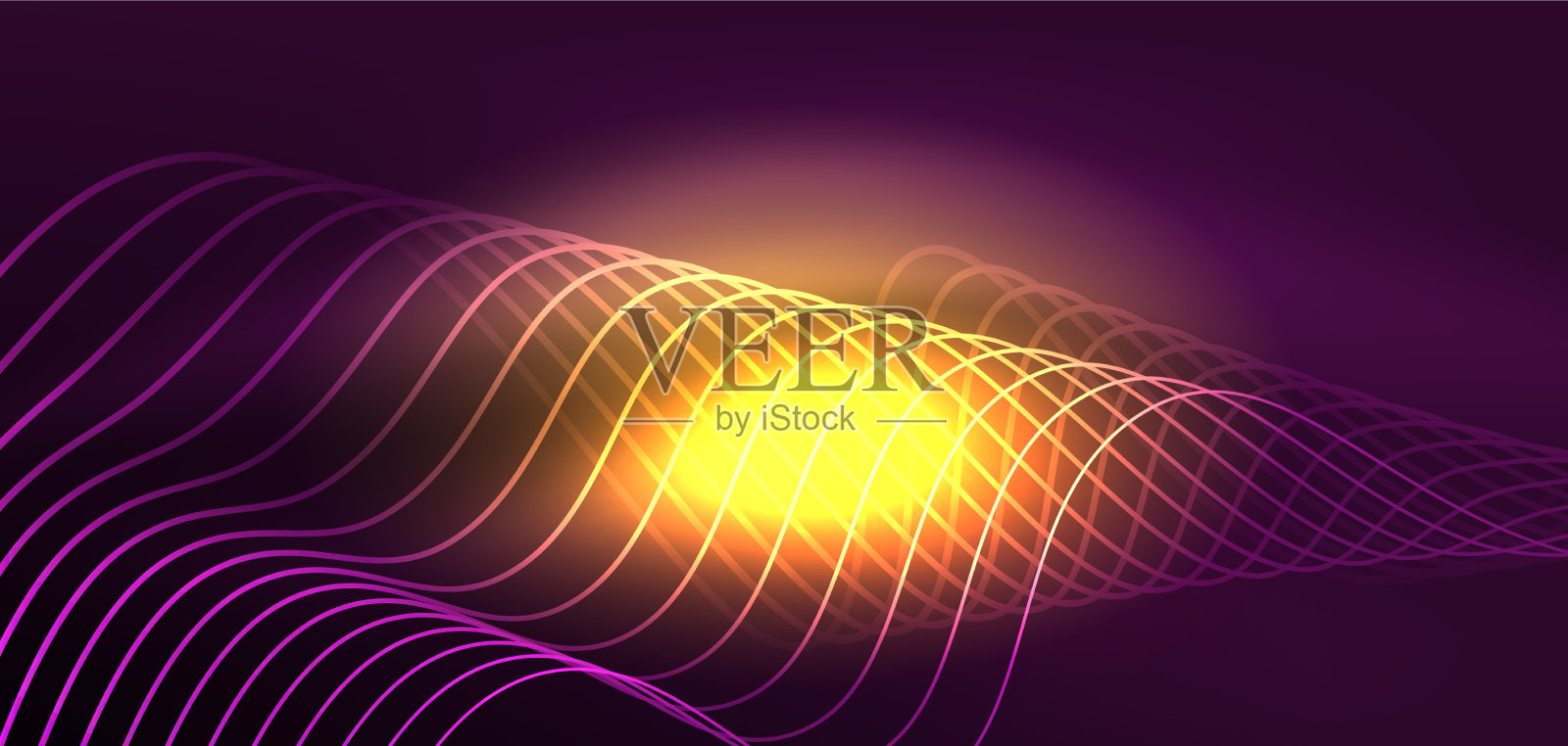 闪亮发光的霓虹灯波或霓虹灯激光秀插画图片素材