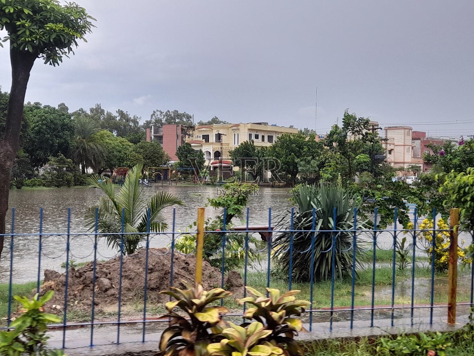 暴雨公园景观照片摄影图片