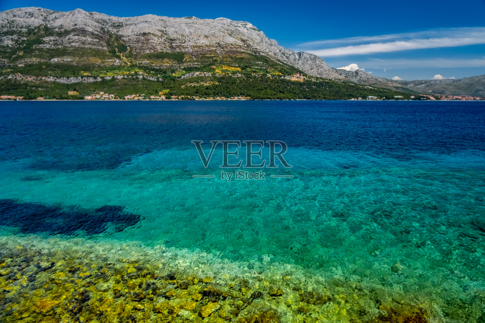 亚得里亚海海岸线,亚得里亚海,科尔丘拉,克罗地亚,欧洲照片摄影图片