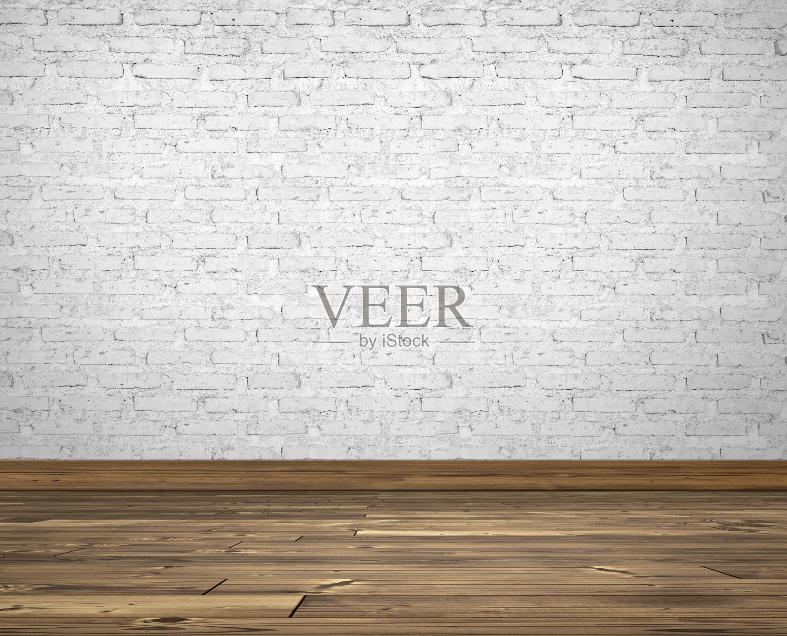 抽象空的室内与木地板和白色砖墙,方形背景照片纹理照片摄影图片