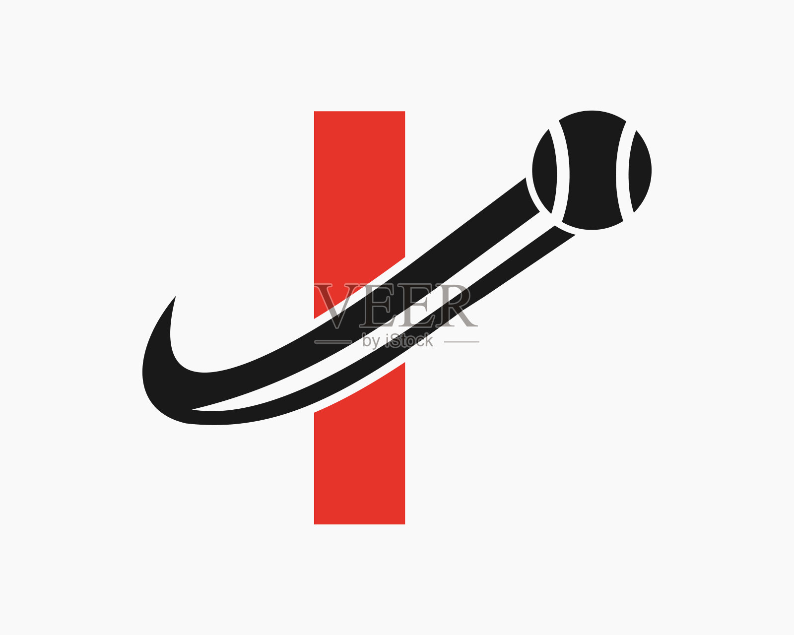 首字母I网球标志概念与移动的网球图标。网球运动标志符号插画图片素材