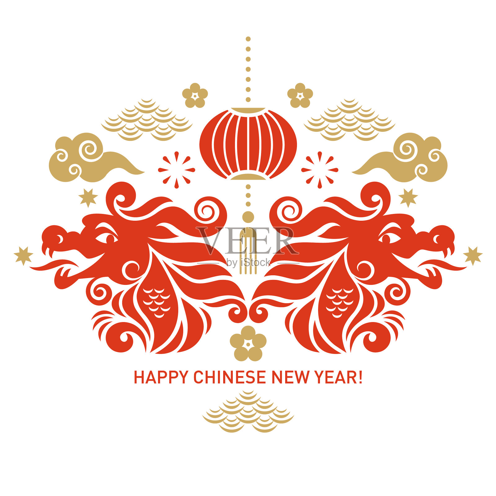 中国人2024年新年快乐。龙年。2024年的象征。贺卡插画图片素材