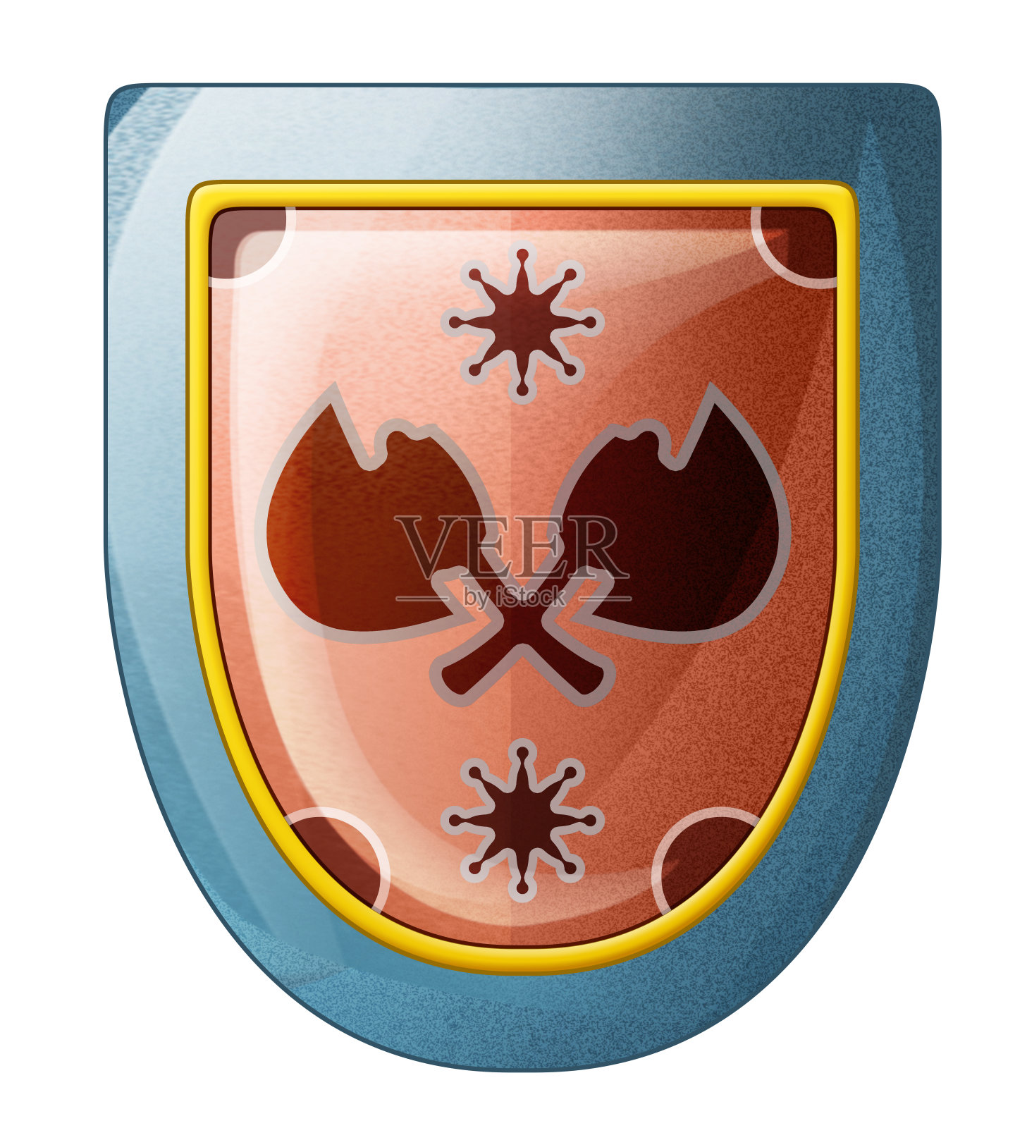 卡通场景与中世纪金属盾孤立插图儿童插画图片素材