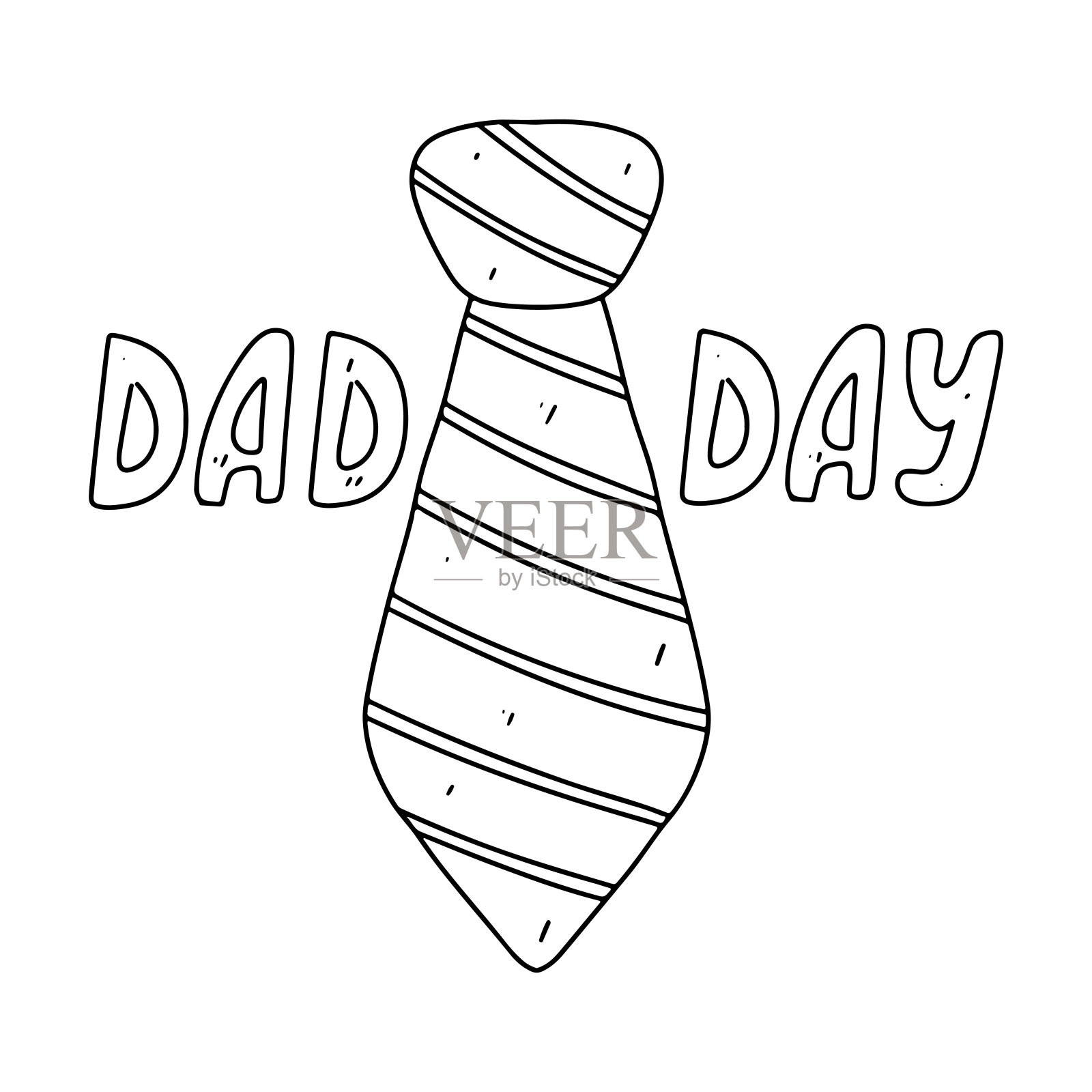 简单的父亲节领带插图。手绘涂鸦风格。矢量插图隔离在白色。插画图片素材