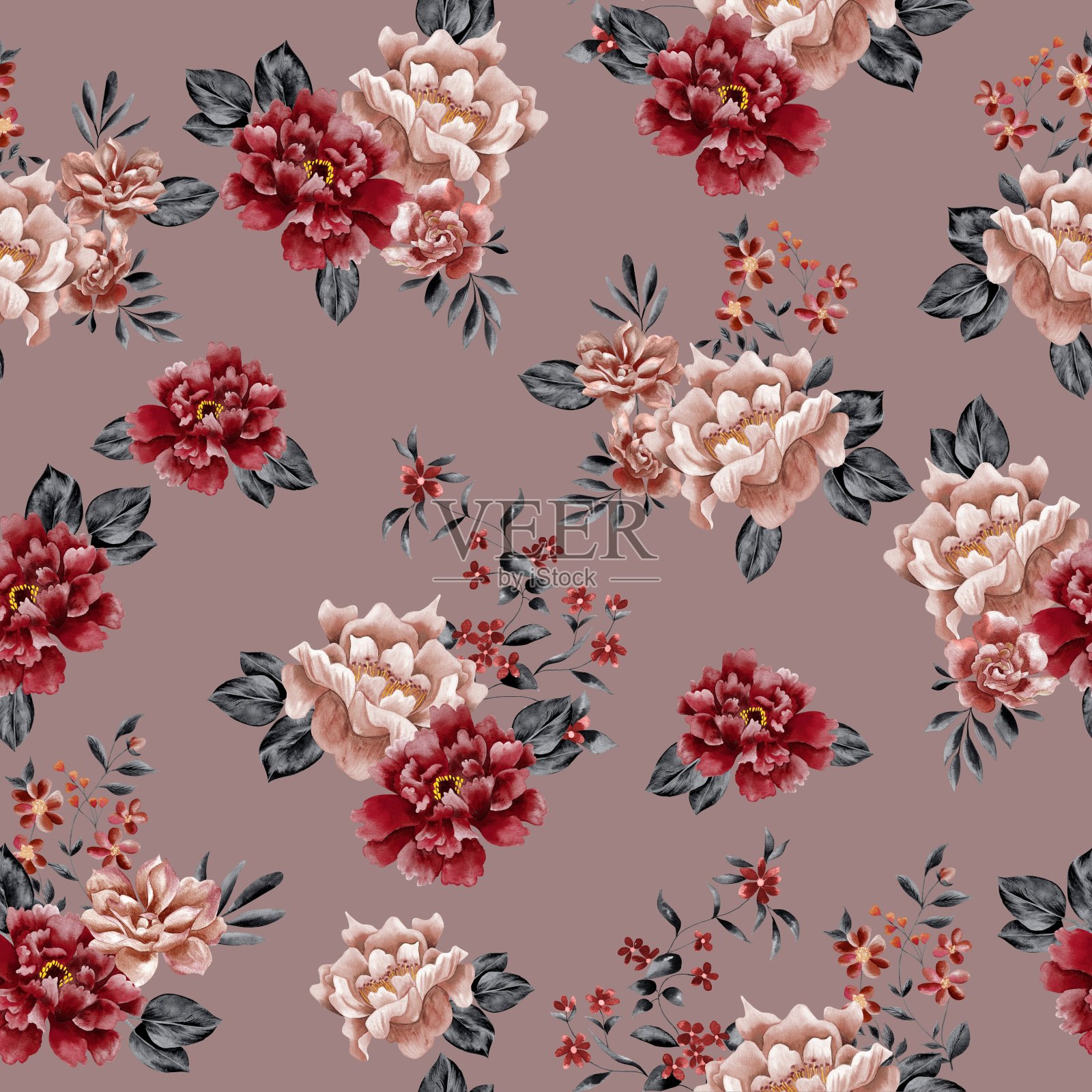 水彩花卉图案插画图片素材