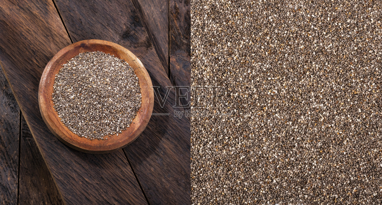 有机和健康的奇亚种子-西班牙鼠尾草照片摄影图片