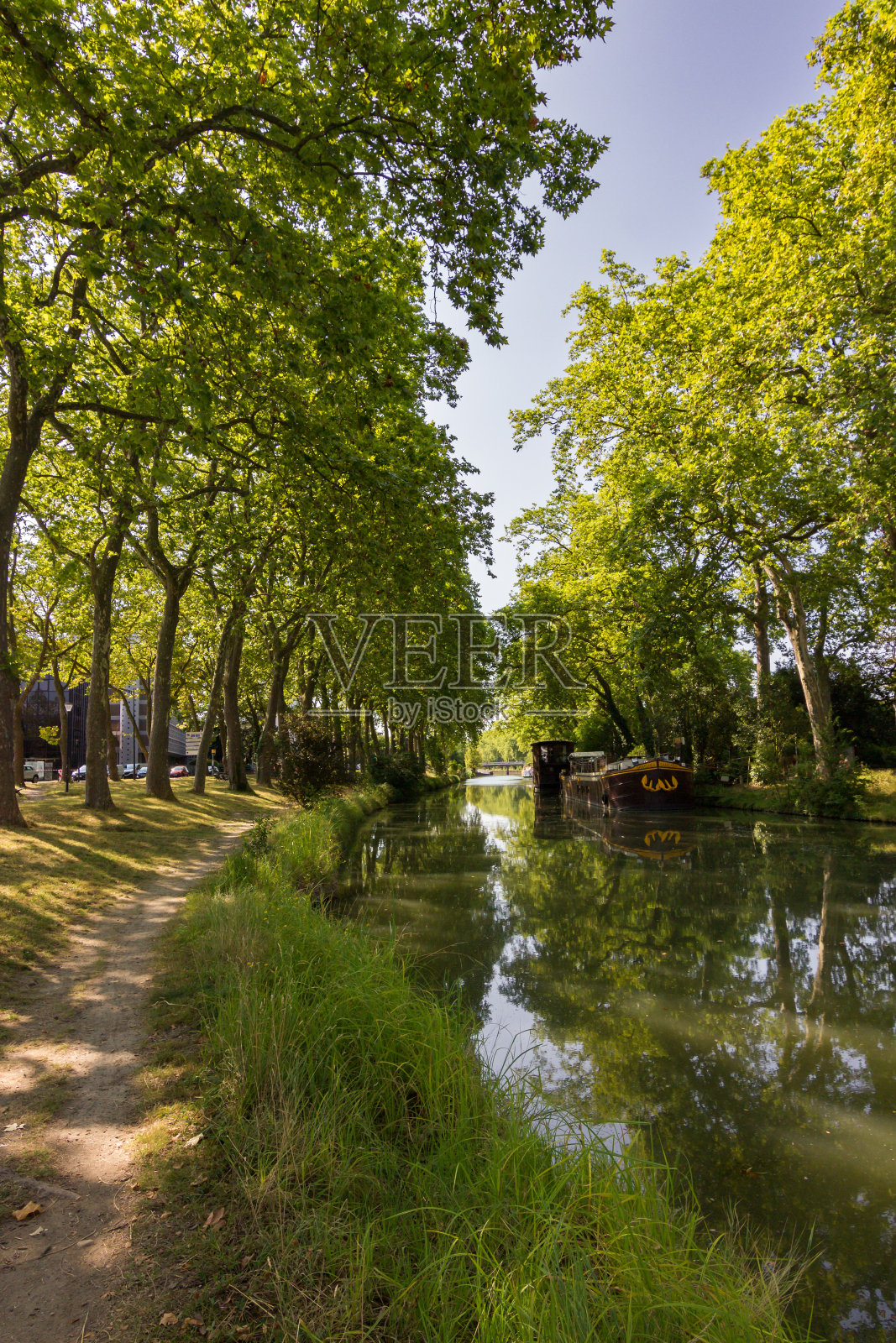 在米迪运河骑自行车旅行(法国)照片摄影图片