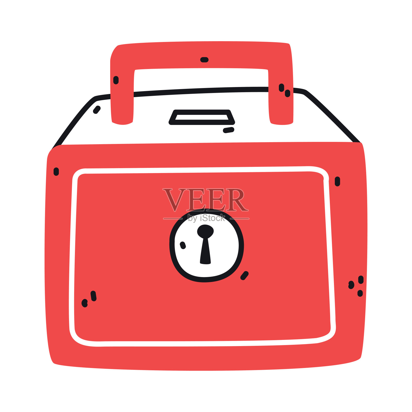 红色钱箱或安全存款槽作为容器硬币存储矢量插图插画图片素材