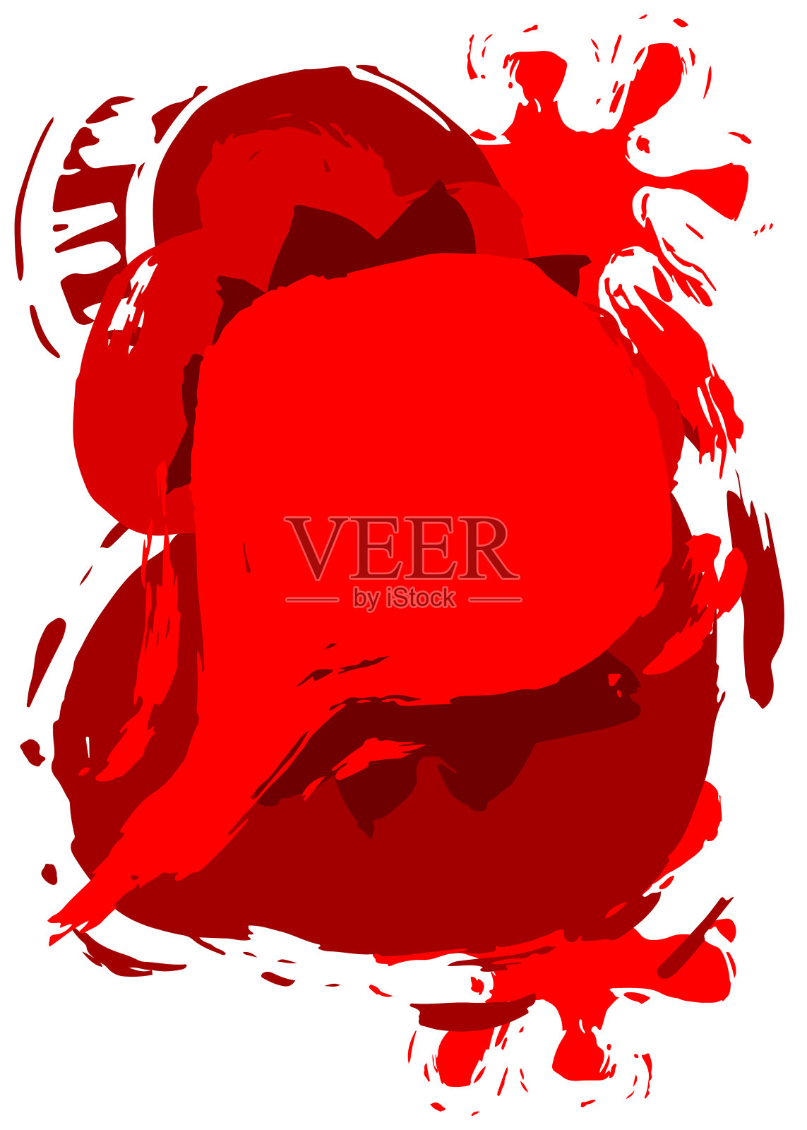 红色言论泡沫涂鸦孤立在白色背景。都市画风背景。摘要探讨,信息符号在现代肮脏街头艺术装饰中的作用。插画图片素材