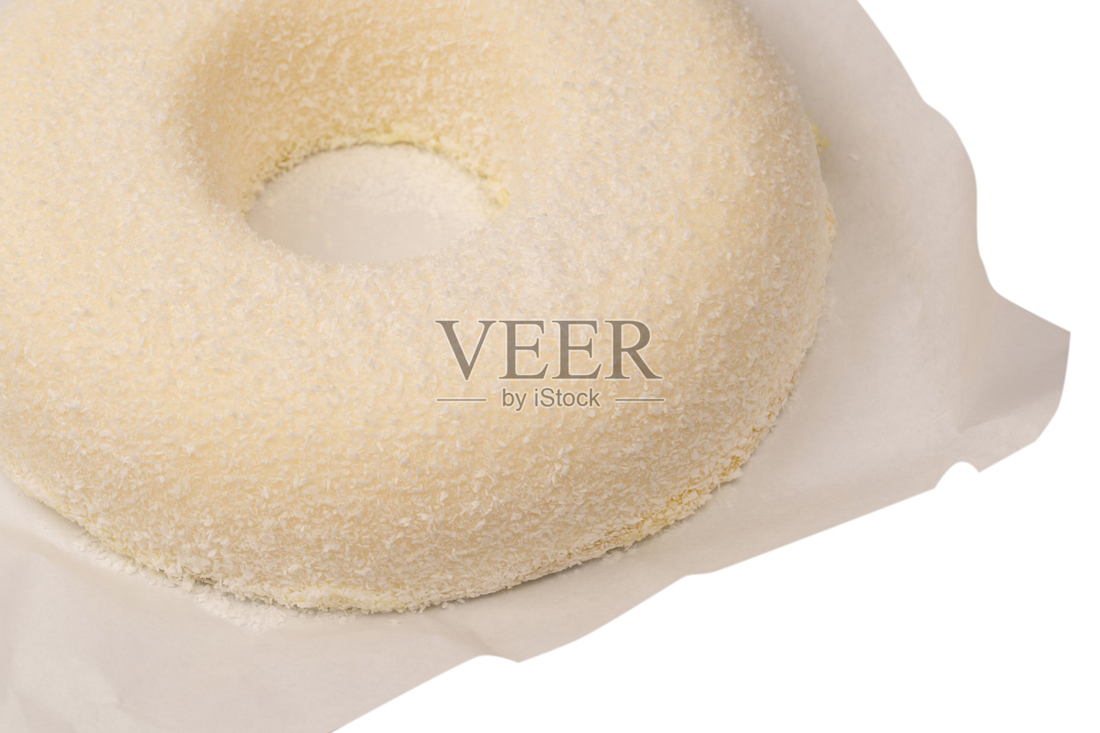 椰子蛋糕孤立在白色背景。照片摄影图片