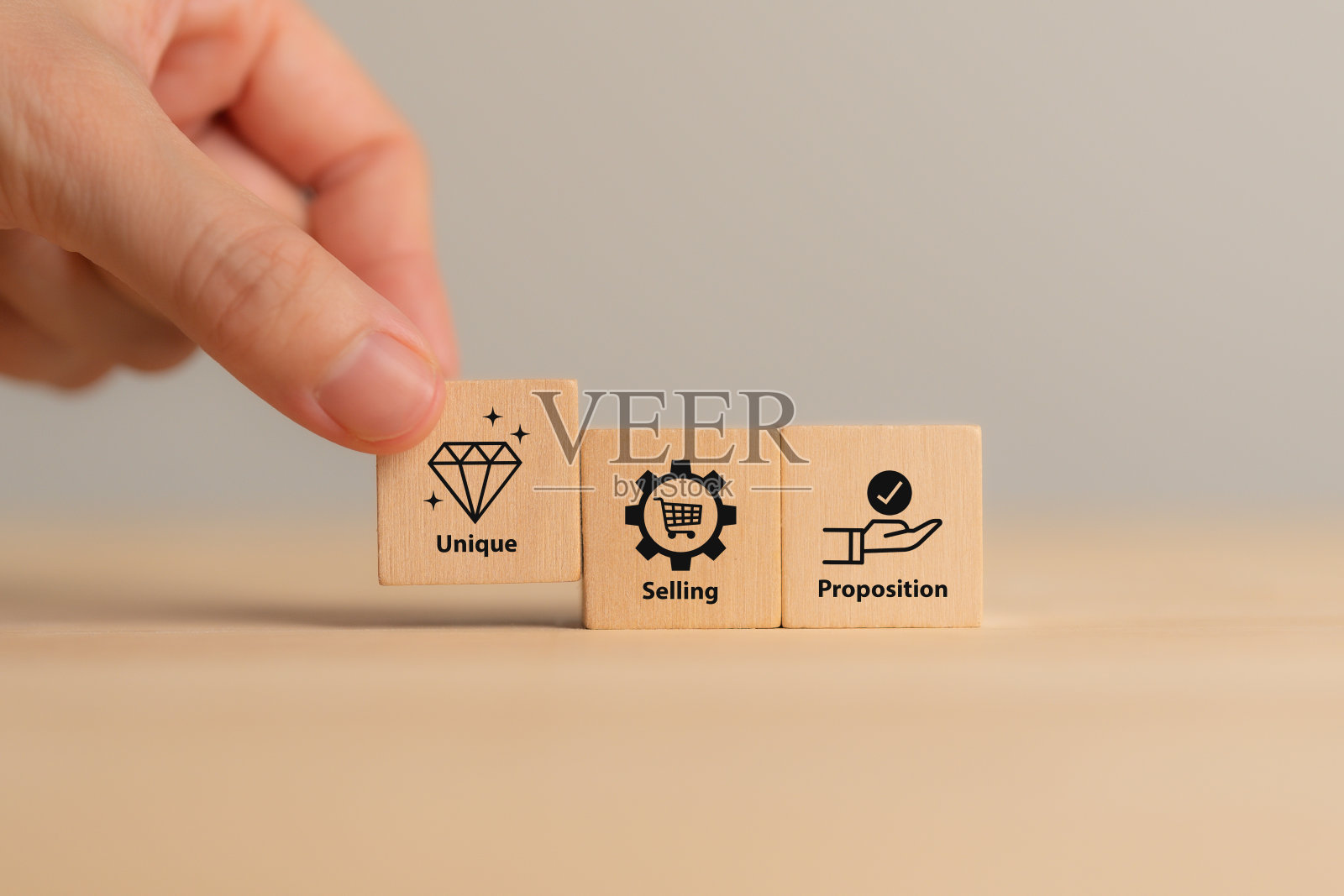 独特销售主张(USP),营销策略概念。以产品和服务的竞争优势吸引顾客。区别于竞争对手,独特的优势和特点。照片摄影图片