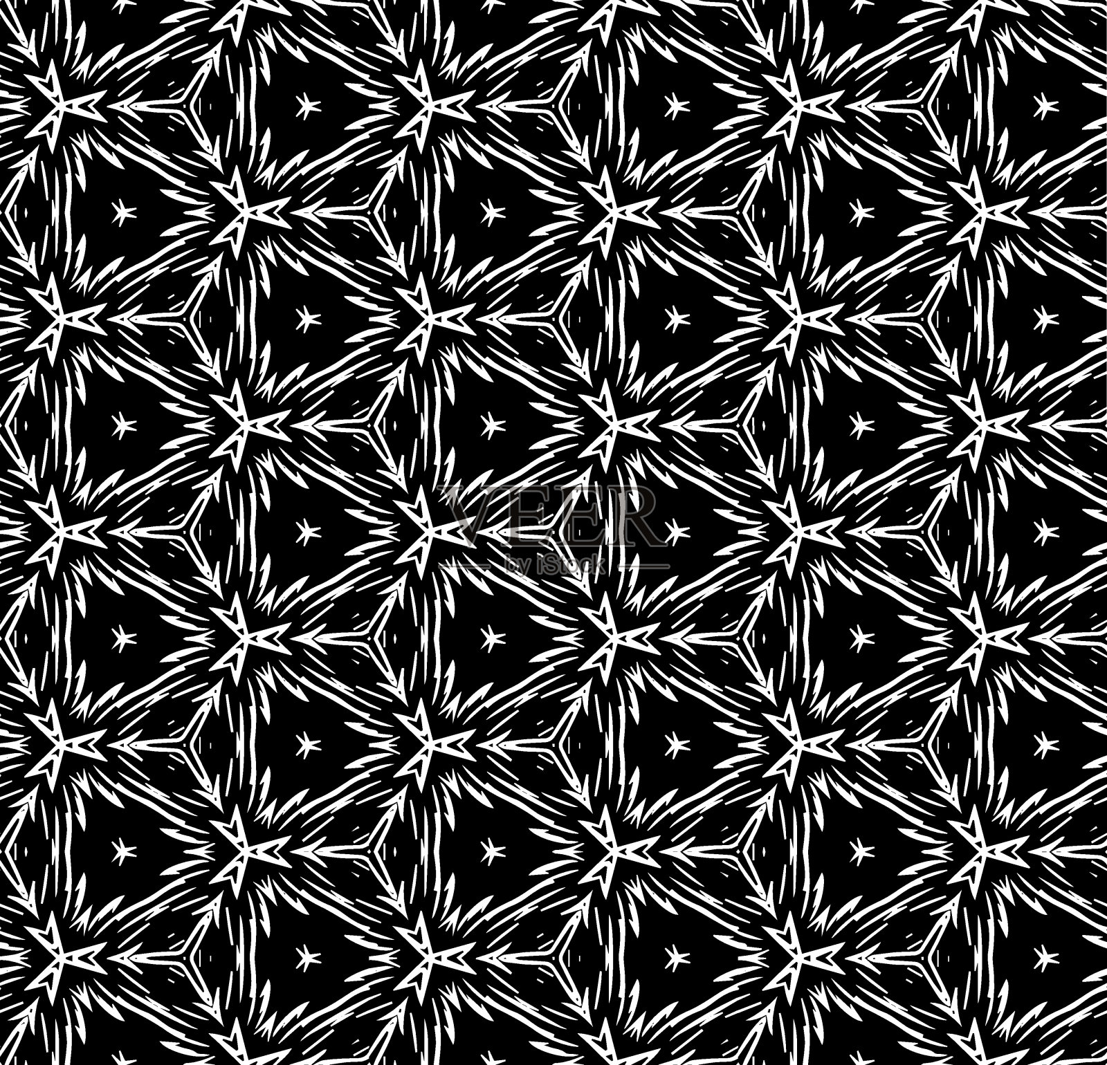 黑白无缝抽象图案。背景和背景。灰度装饰设计。马赛克装饰。矢量图形说明。插画图片素材