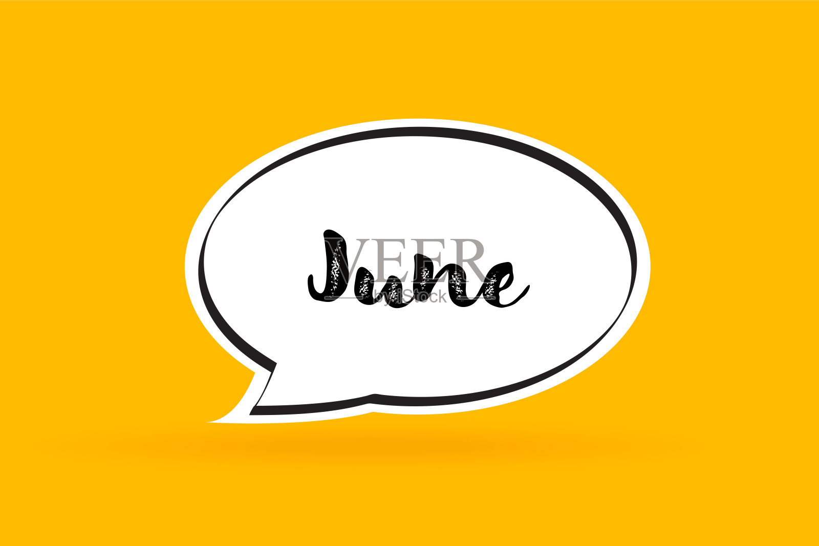 六月书面演讲泡沫在黄色背景插画图片素材