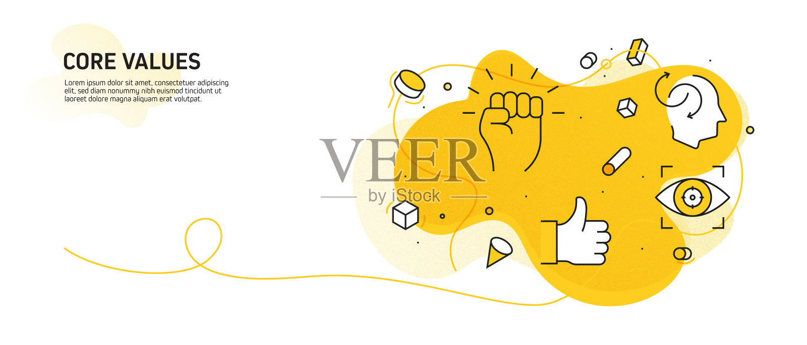 核心价值相关的现代线条风格矢量插图插画图片素材