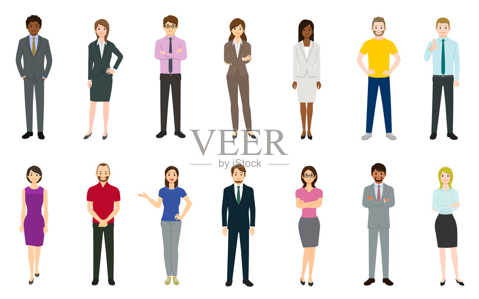 一群商业人士插画图片素材