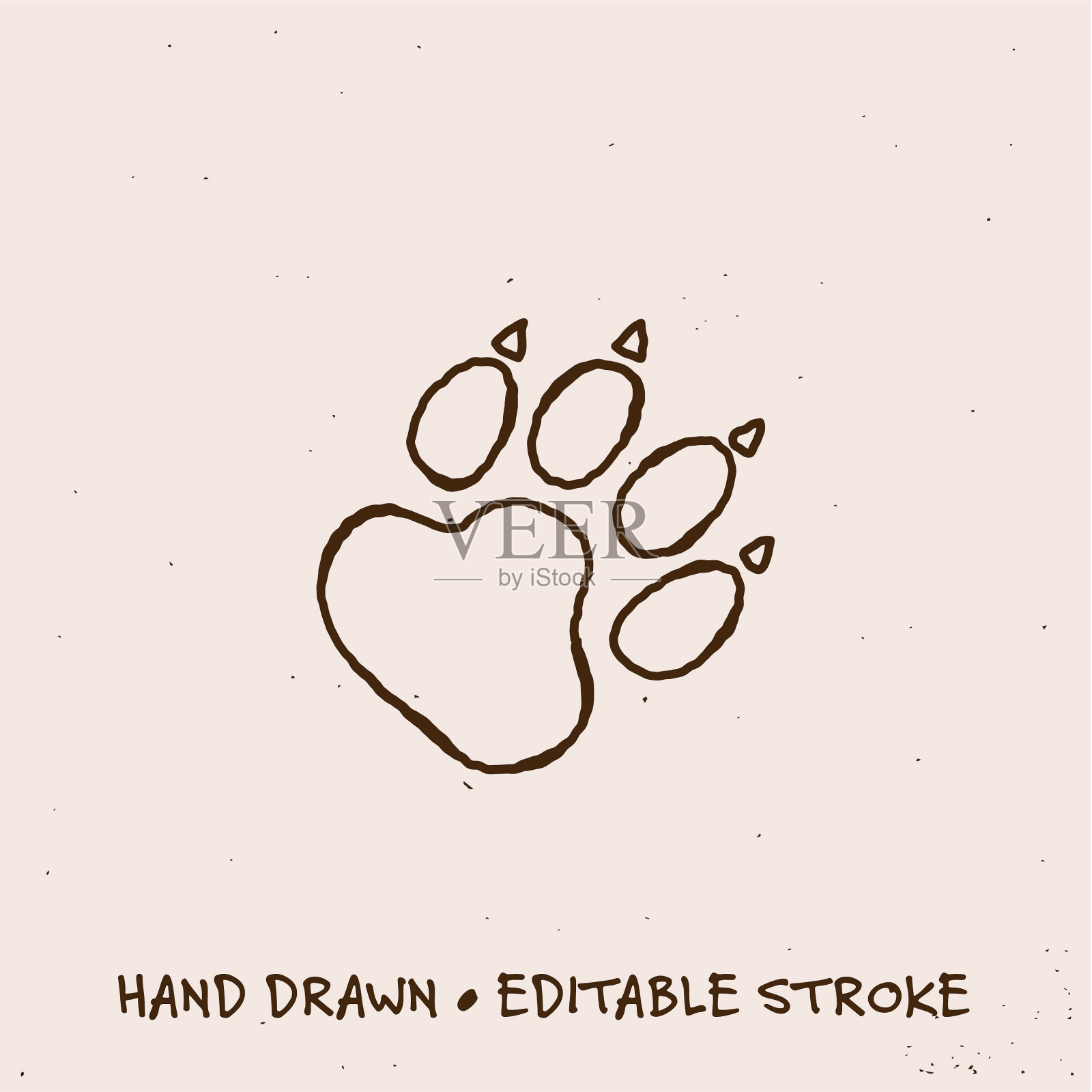 手绘野生动物步道线图标与可编辑的笔画插画图片素材