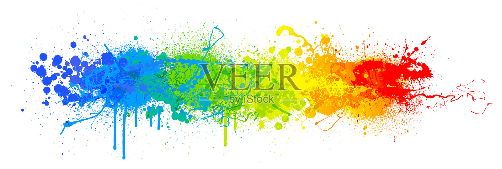 彩虹颜料飞溅插画图片素材