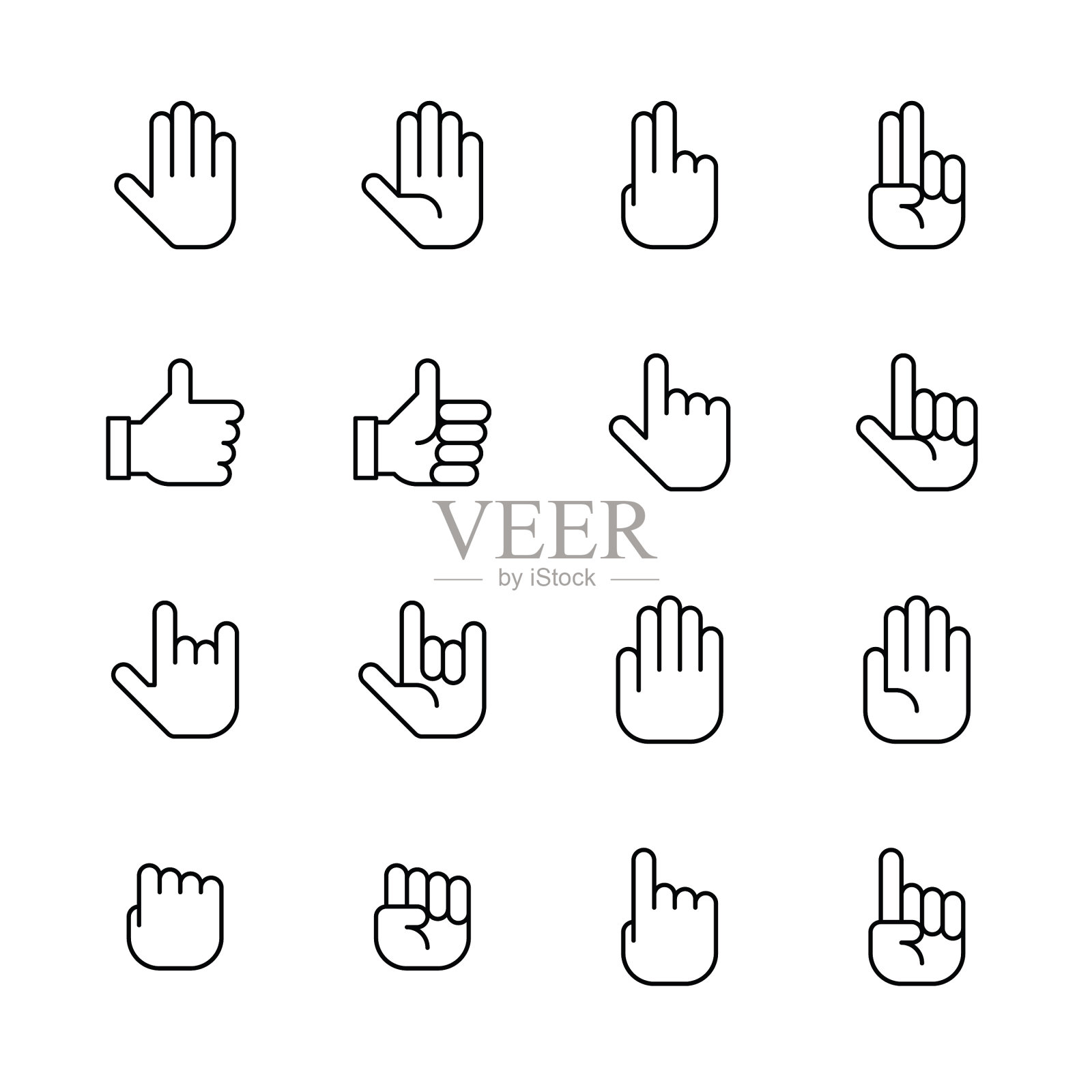 手的图标-线图标素材