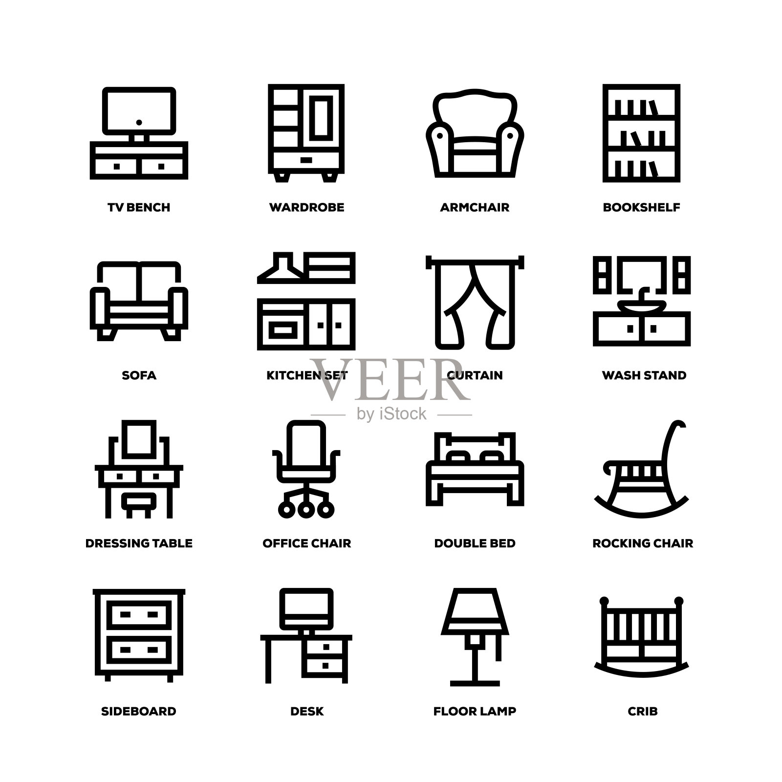 家具系列图标插画图片素材