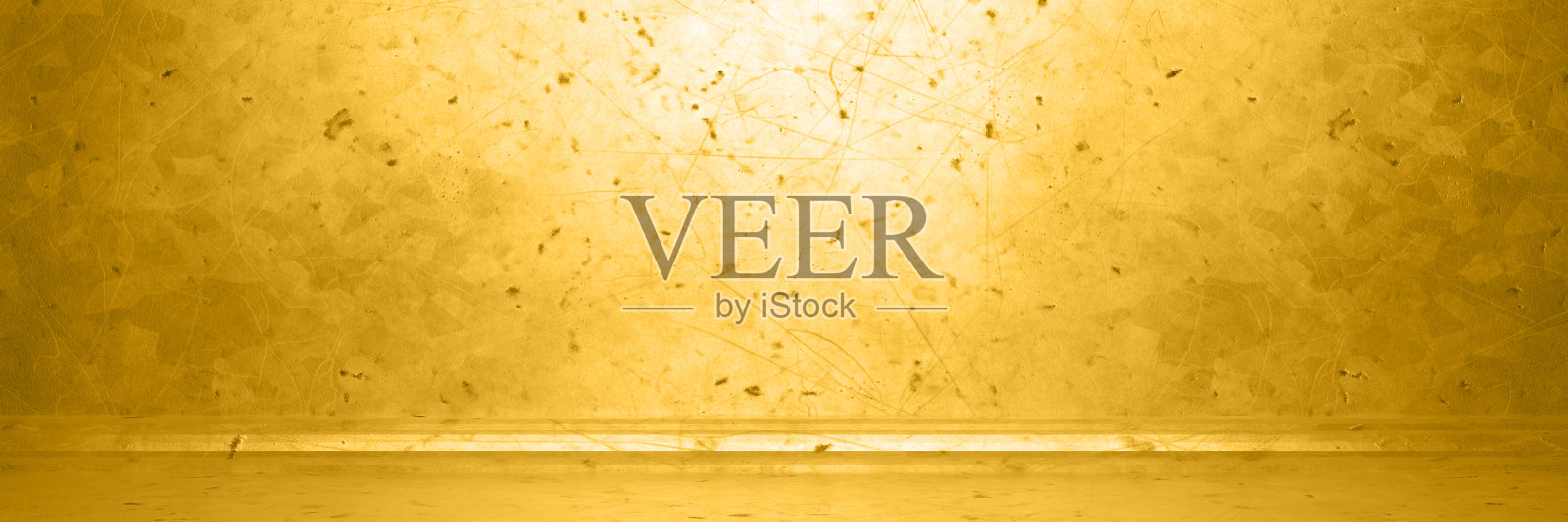 肮脏的房间与城市金色的背景。三维渲染照片摄影图片