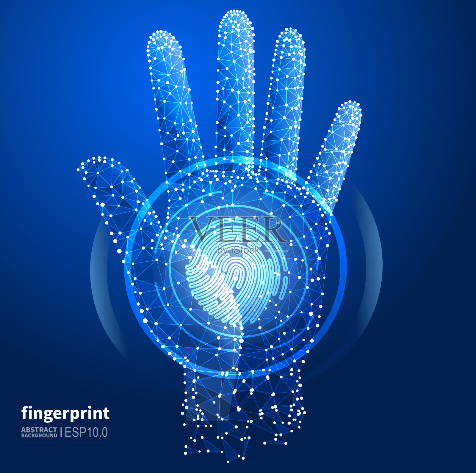 网络技术与网络安全概念阐释,掌纹指纹,现代技术概念插画图片素材