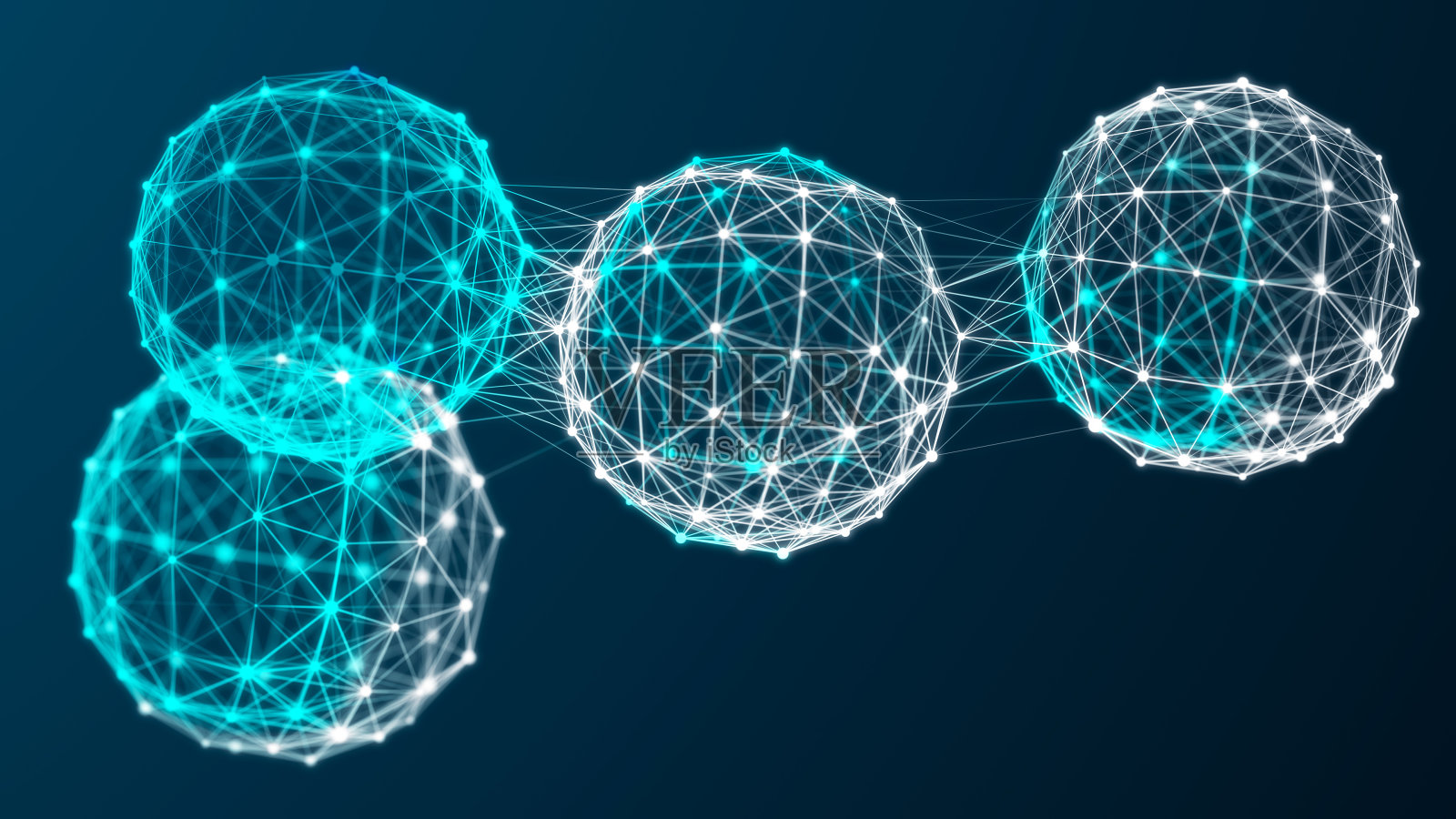 抽象3D插图与细胞的病毒,细菌在黑暗的背景。背景点和线。3 d照片摄影图片