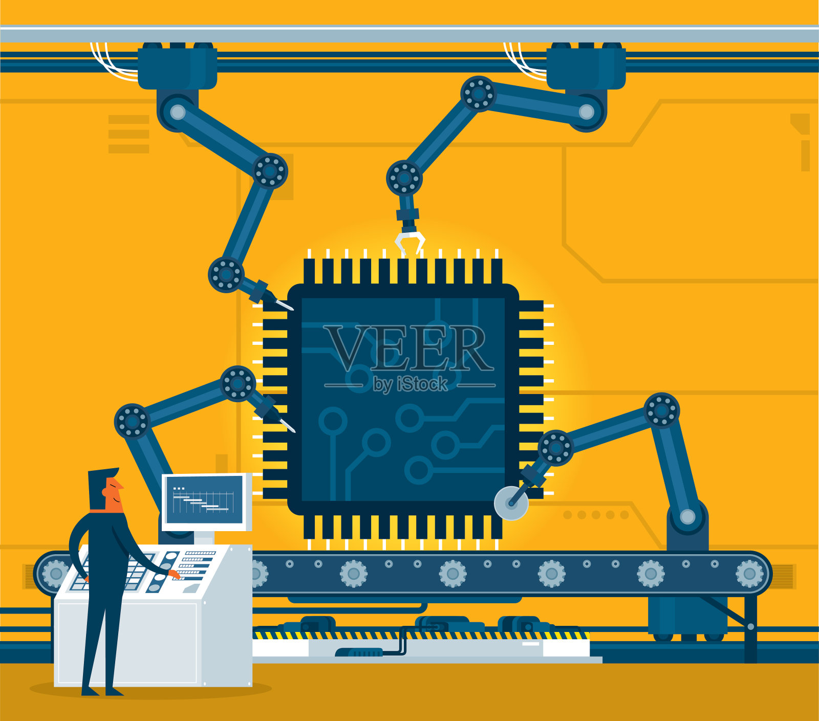 半导体制造工艺插画图片素材