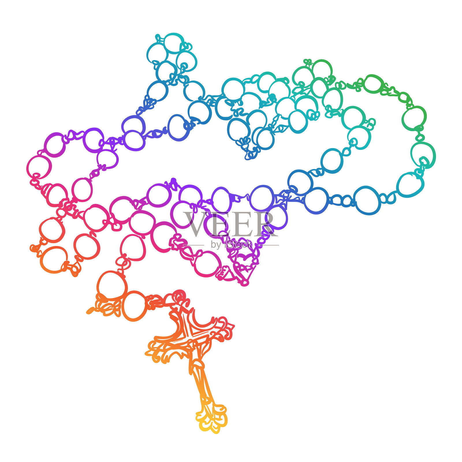 蔷薇彩虹插画图片素材