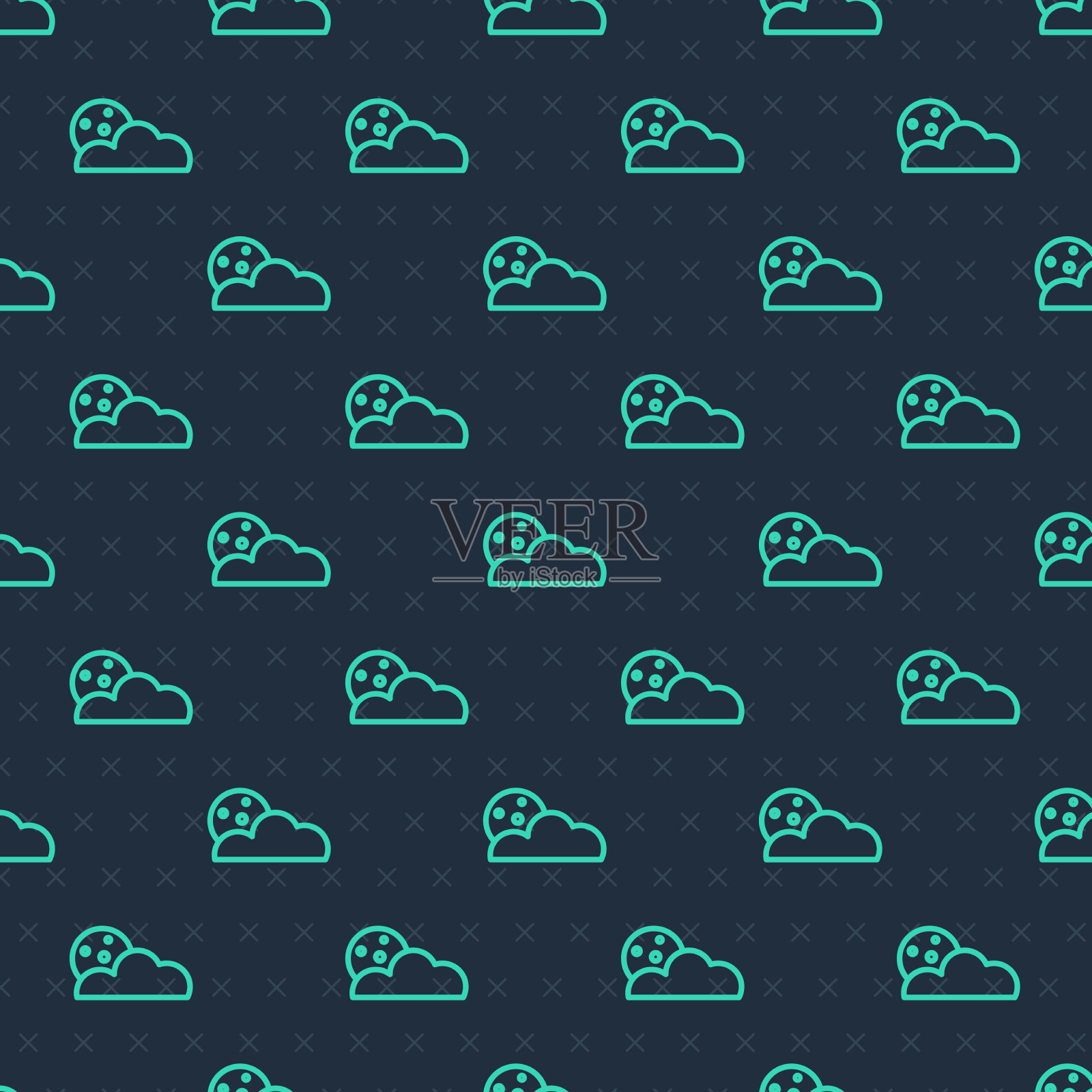 绿线月亮和星星图标隔离无缝插画图片素材