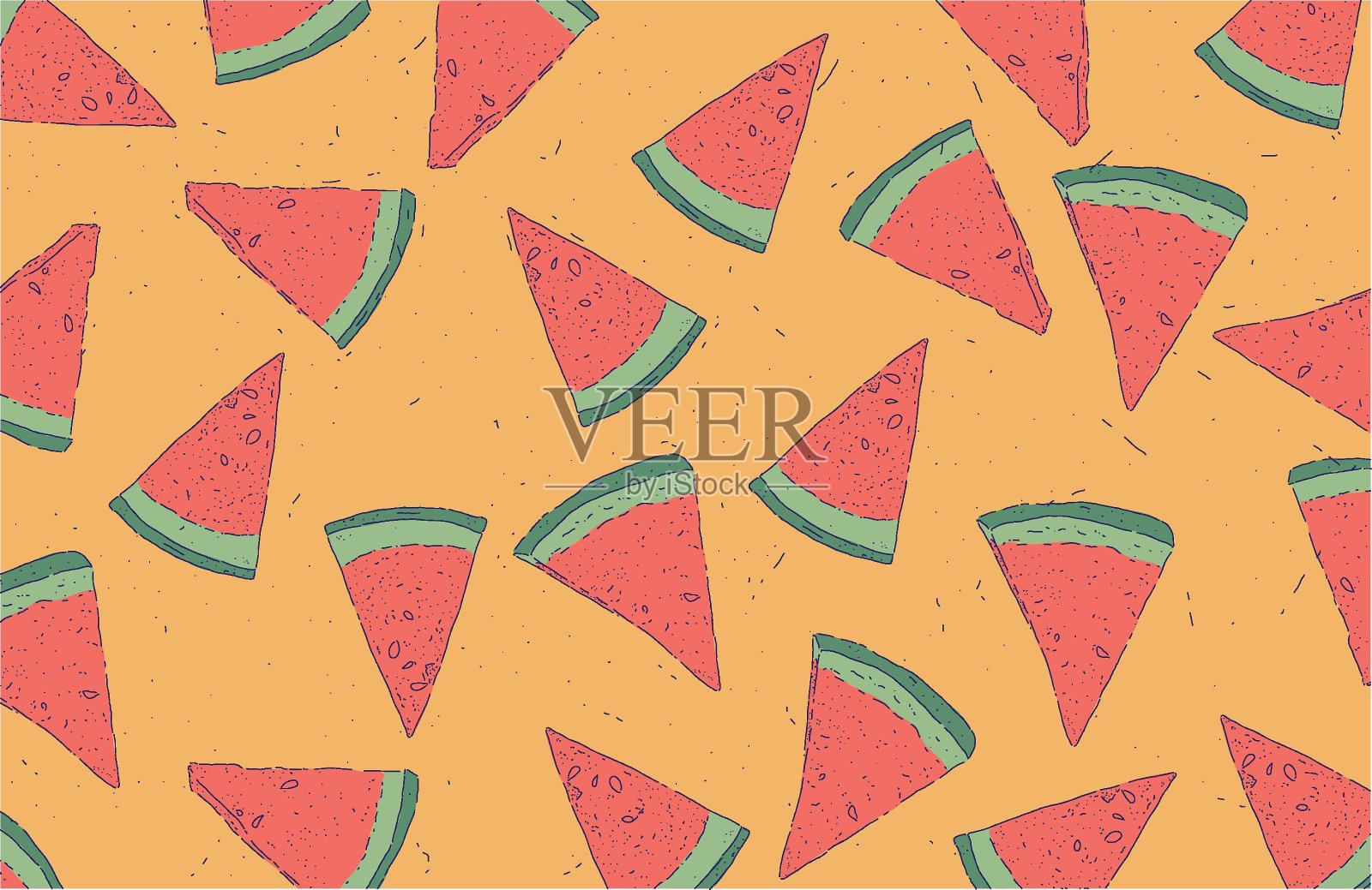 夏天的西瓜共鸣插画图片素材