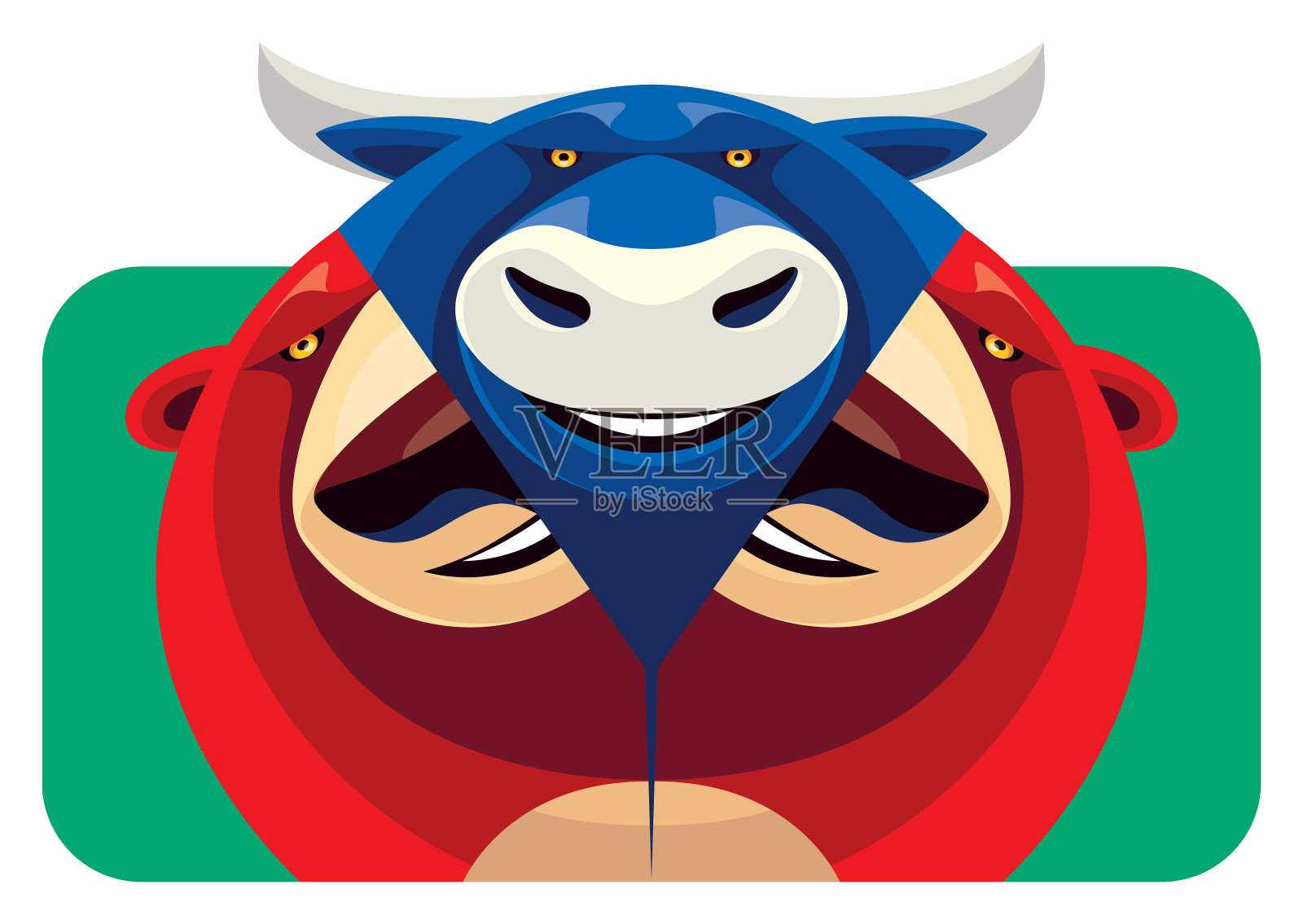 公牛从熊的面具中出来插画图片素材