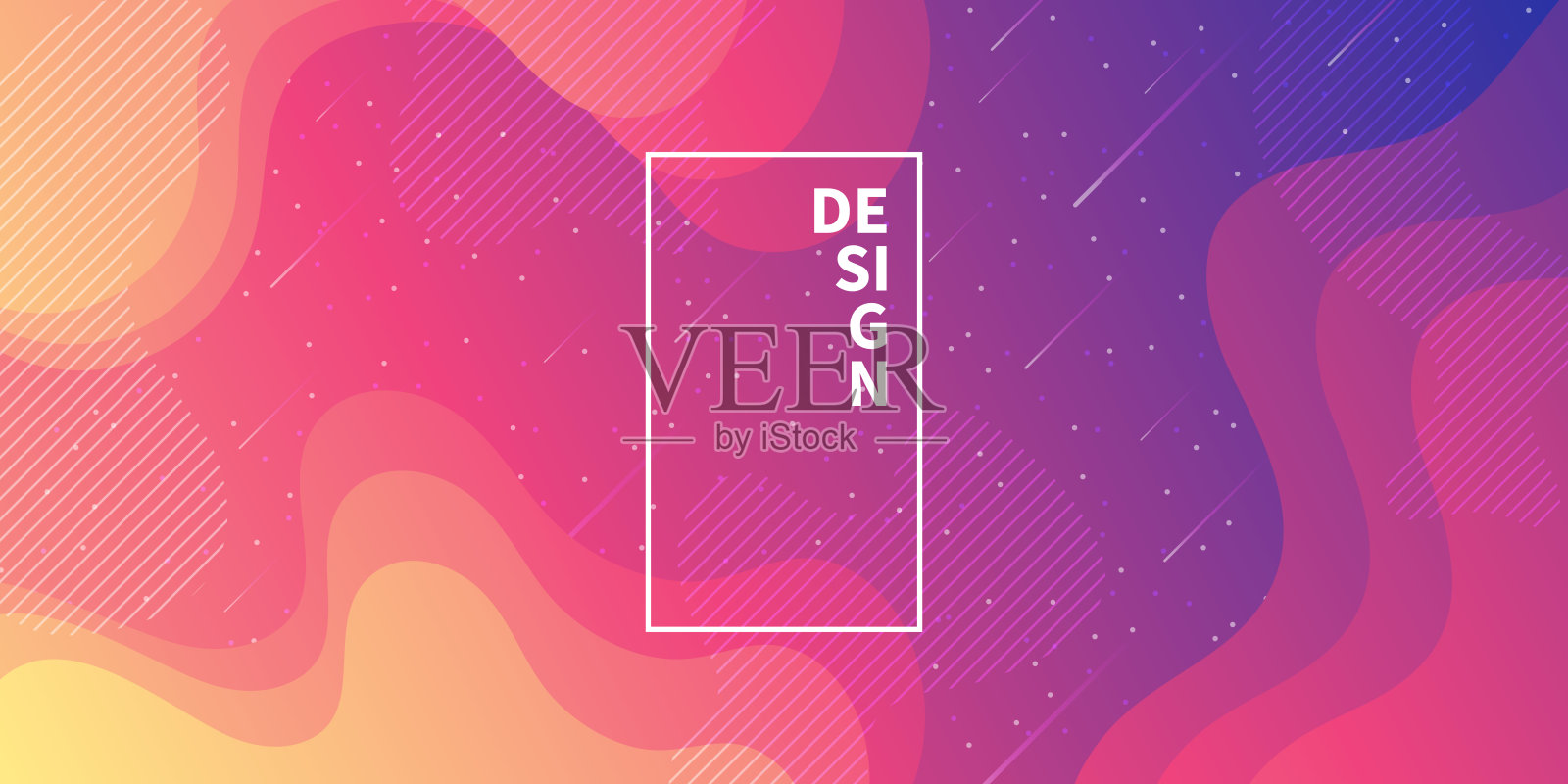 时尚的星空与流体和几何形状-粉红色梯度插画图片素材