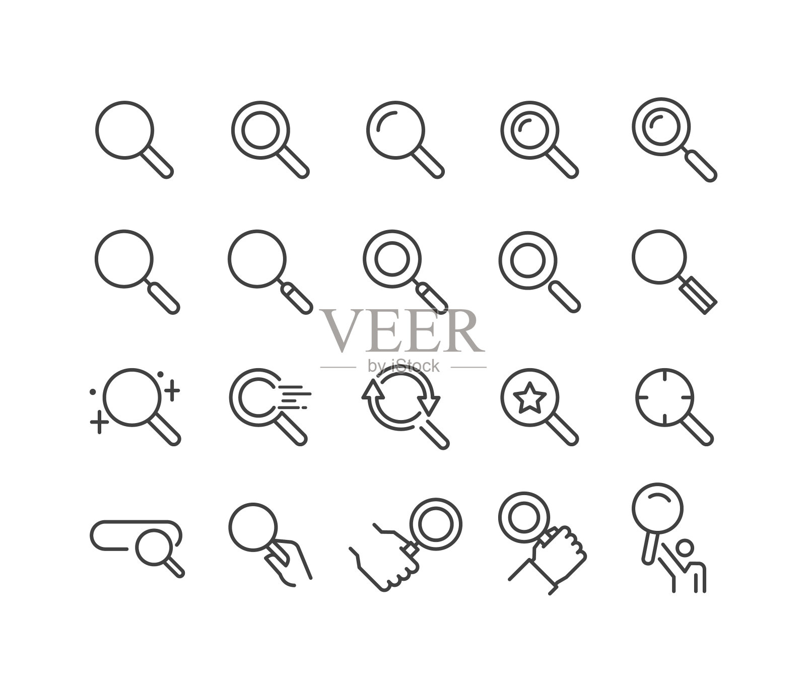 放大镜图标-经典线条系列插画图片素材