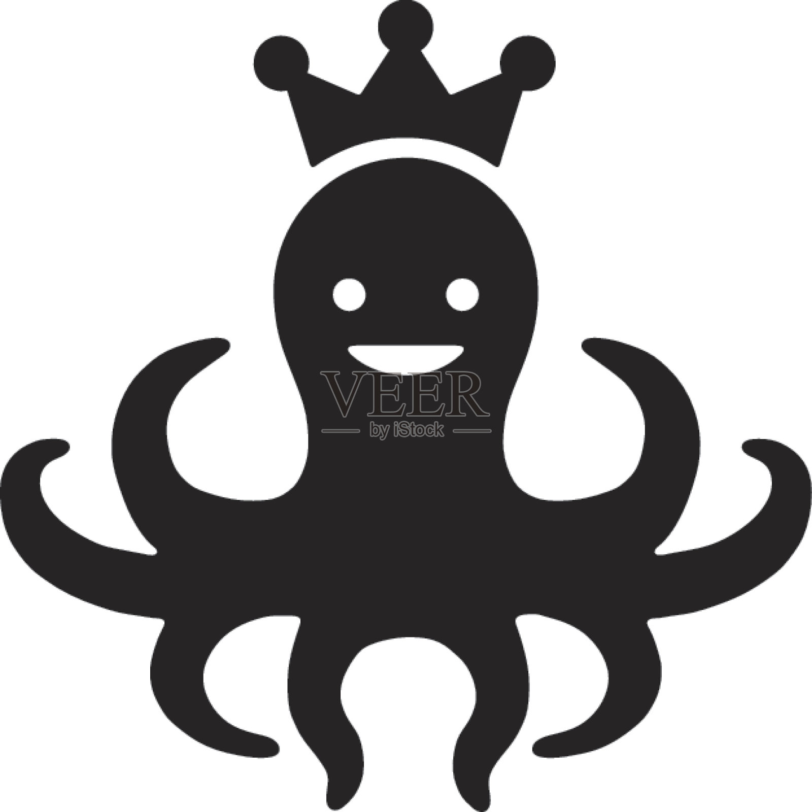 章鱼头戴王冠插画图片素材