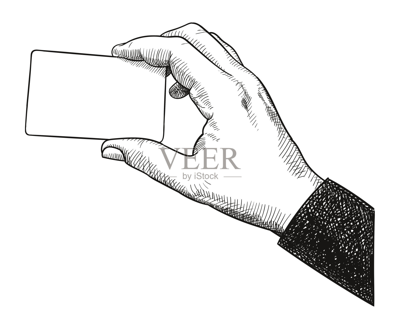 矢量绘图的手握信用卡或名片插画图片素材