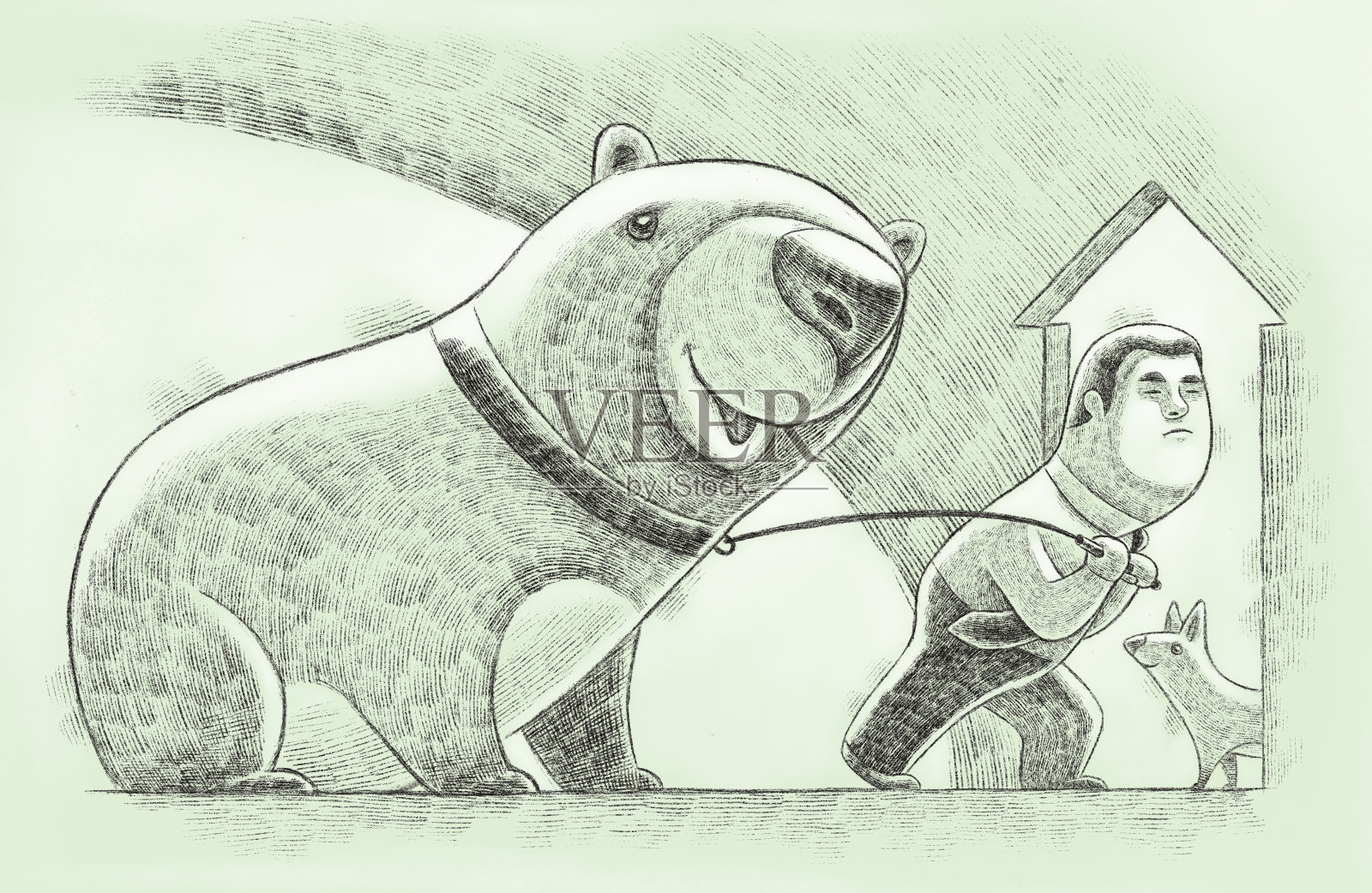 商人把熊插画图片素材