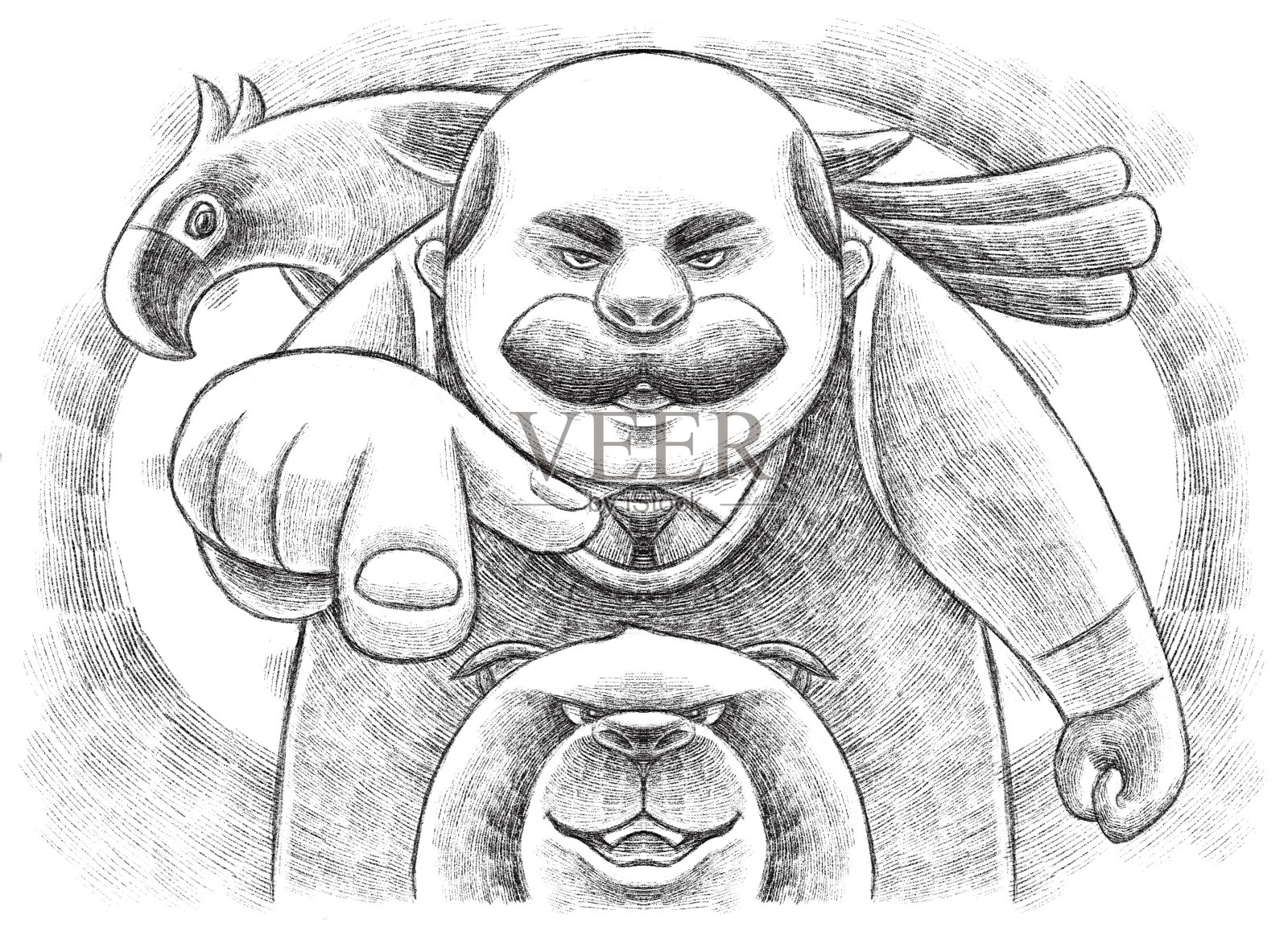 男人手指素描插画图片素材