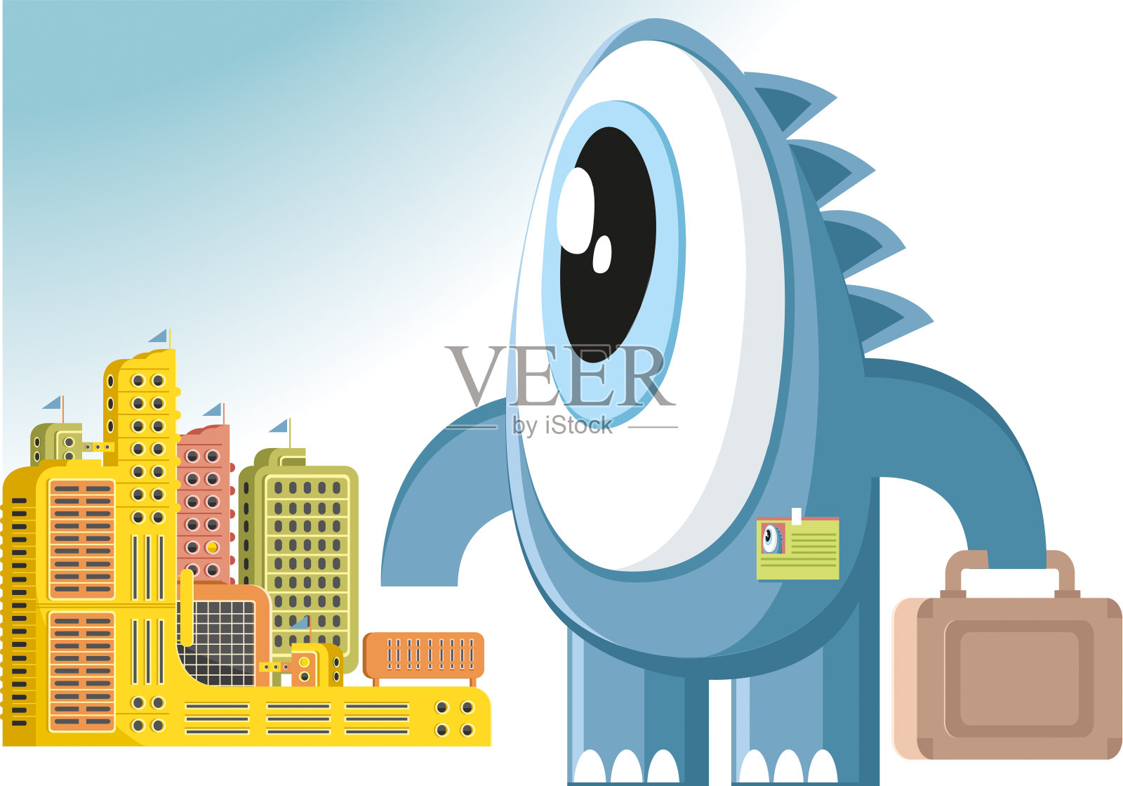 怪物在工作插画图片素材