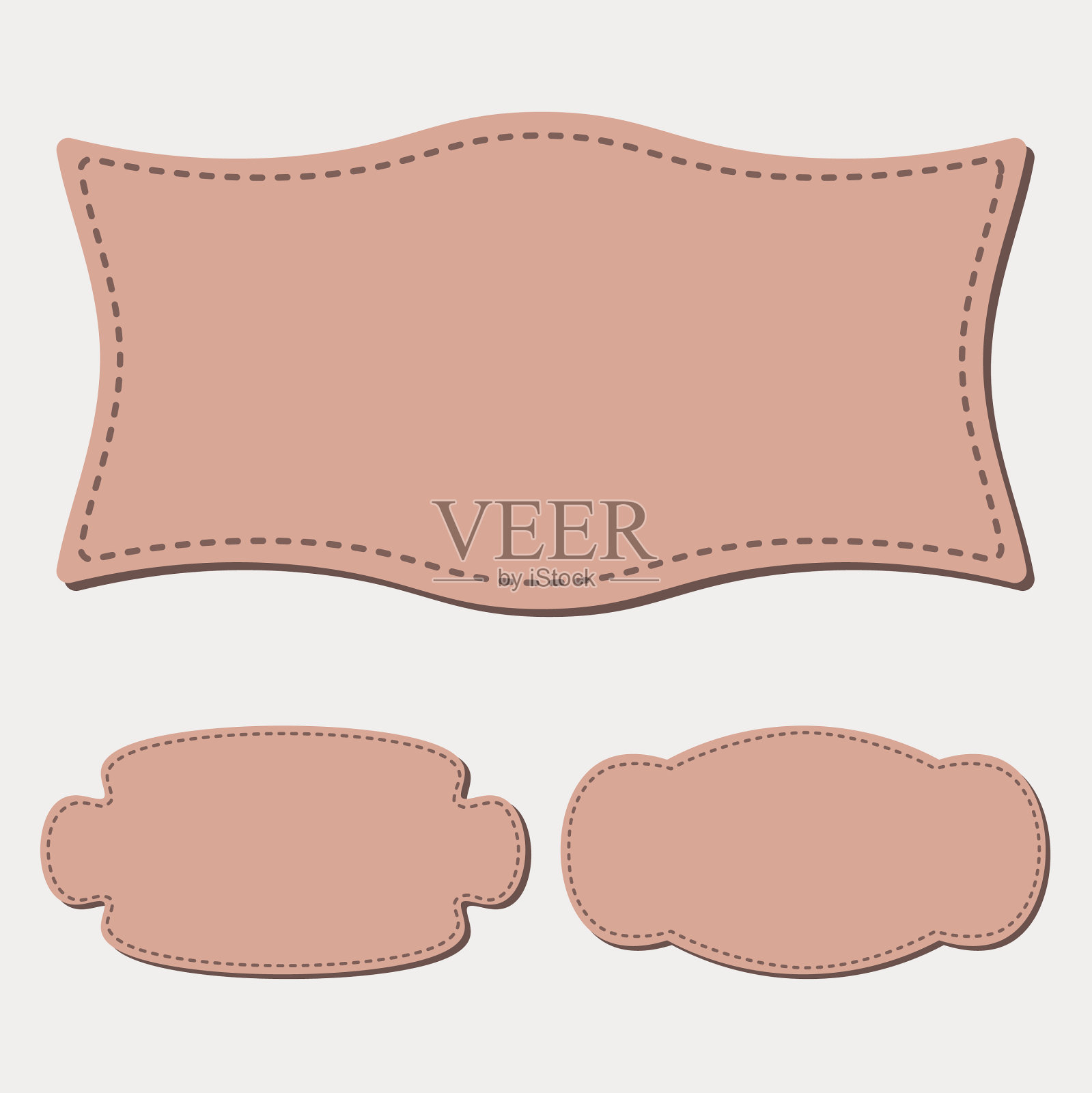 一套古老的框架与虚线轮廓为插画图片素材