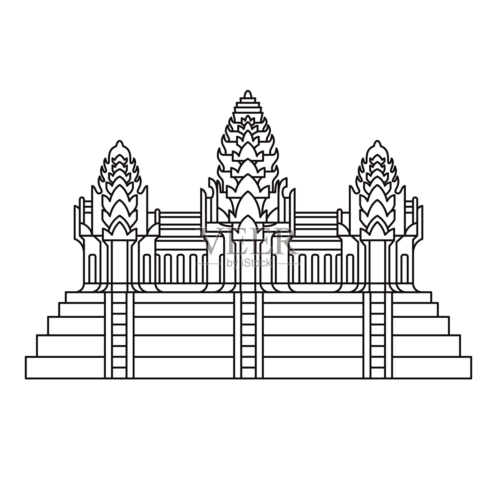 柬埔寨亚洲吴哥窟的象征插画图片素材