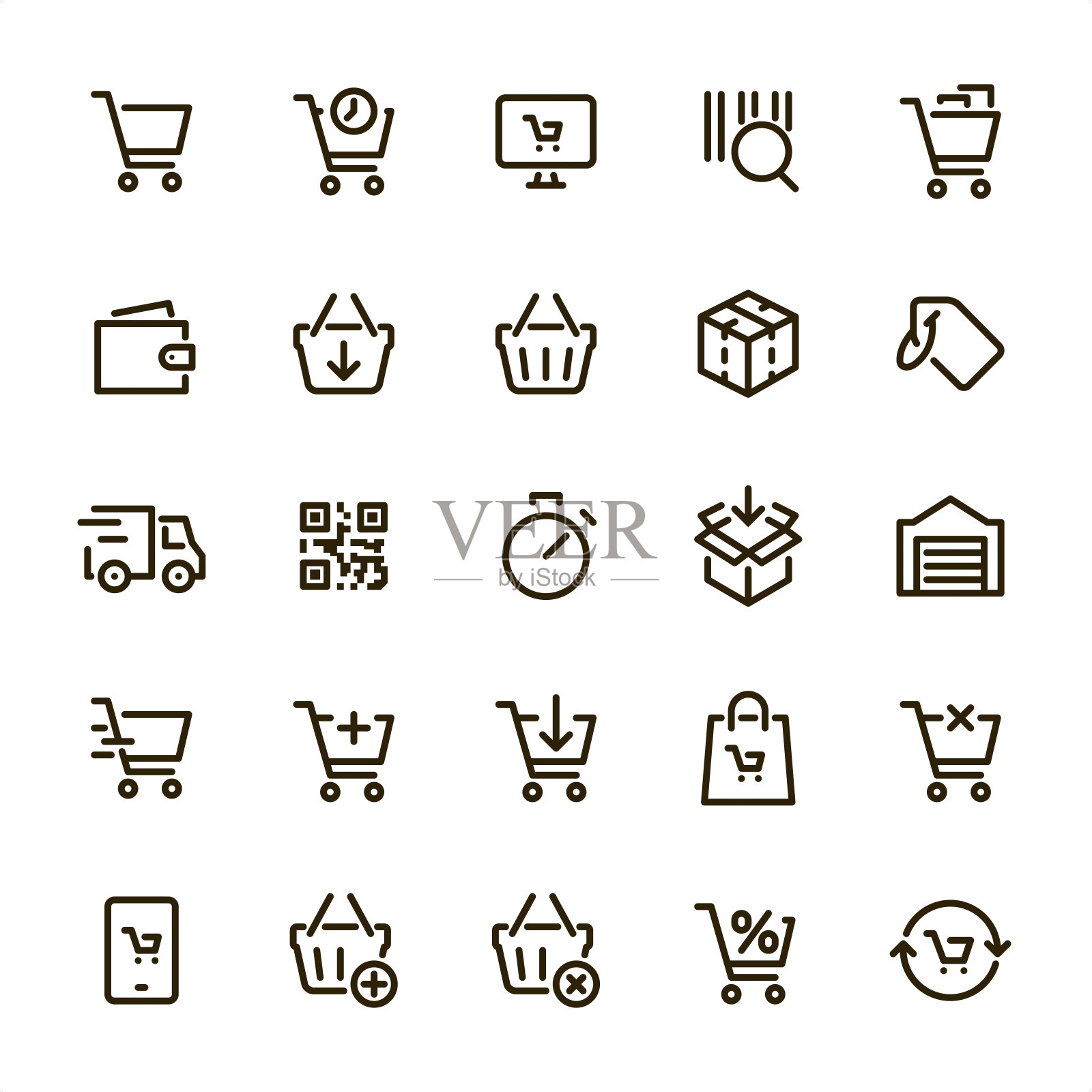 购物车-像素完美线条图标图标素材