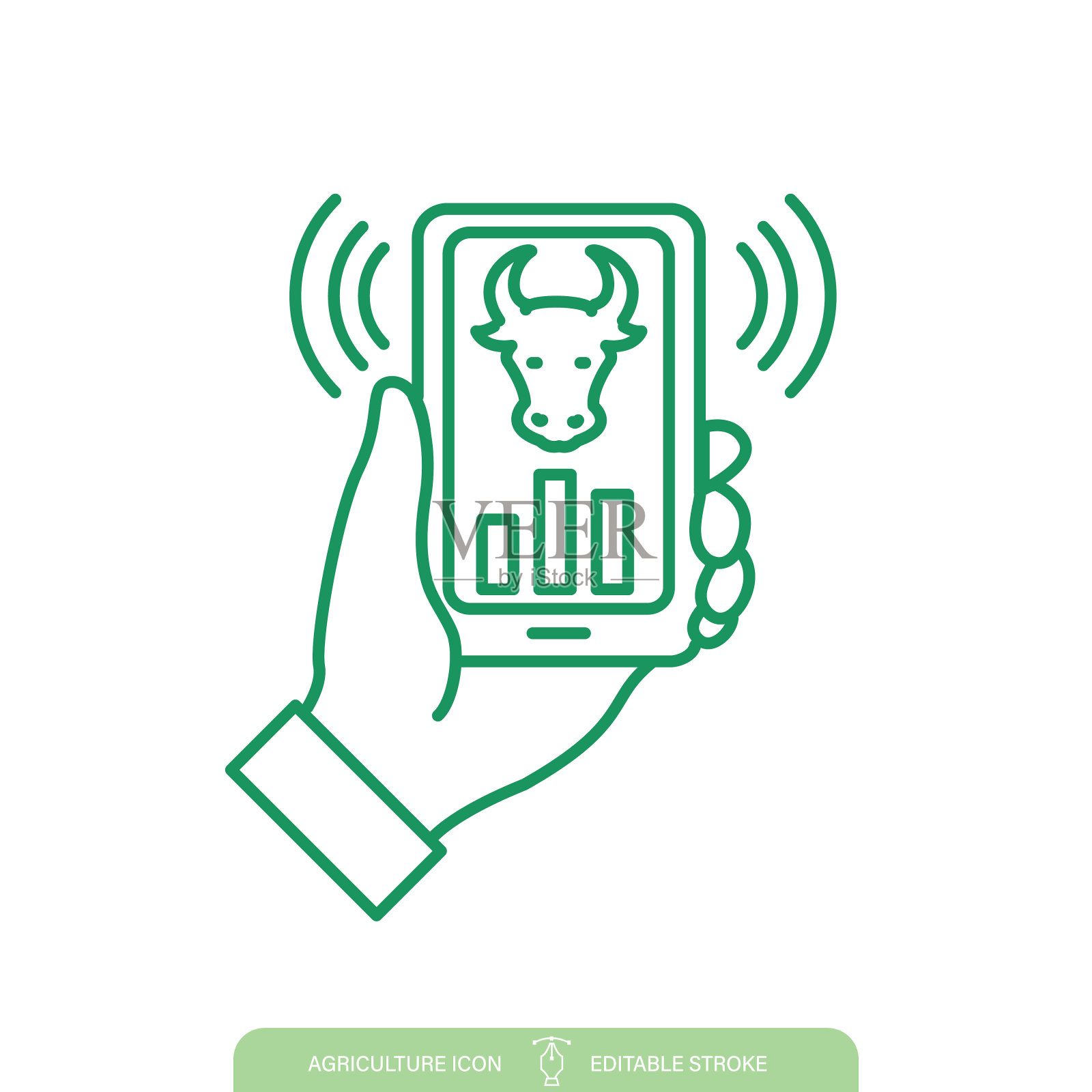 智能牲畜应用程序农业线图标在一个透明的背景插画图片素材