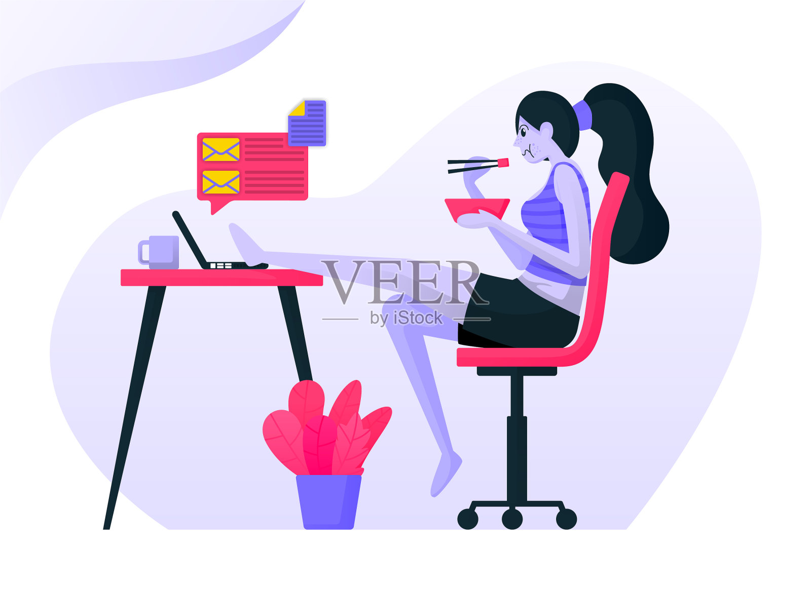 女孩们穿着休闲或性感的衣服工作插画图片素材